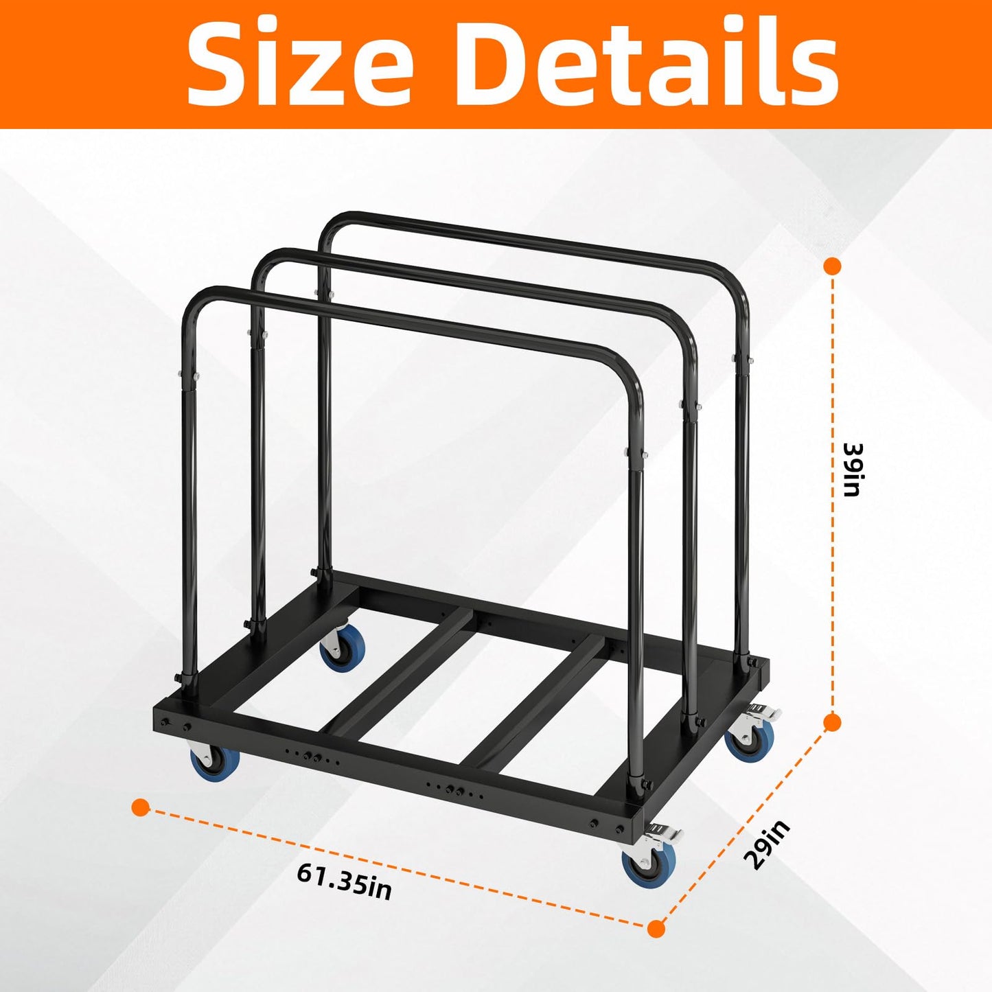 GAMINA KAVISI Folding Table Cart, 1800lb Panel Carts with Swivel Wheels, Heavy Duty Drywall Cart for Moving Lumber, Folding Table, Sheetrock, 10 Table Capacity for Hotels, Factories, Warehouses.