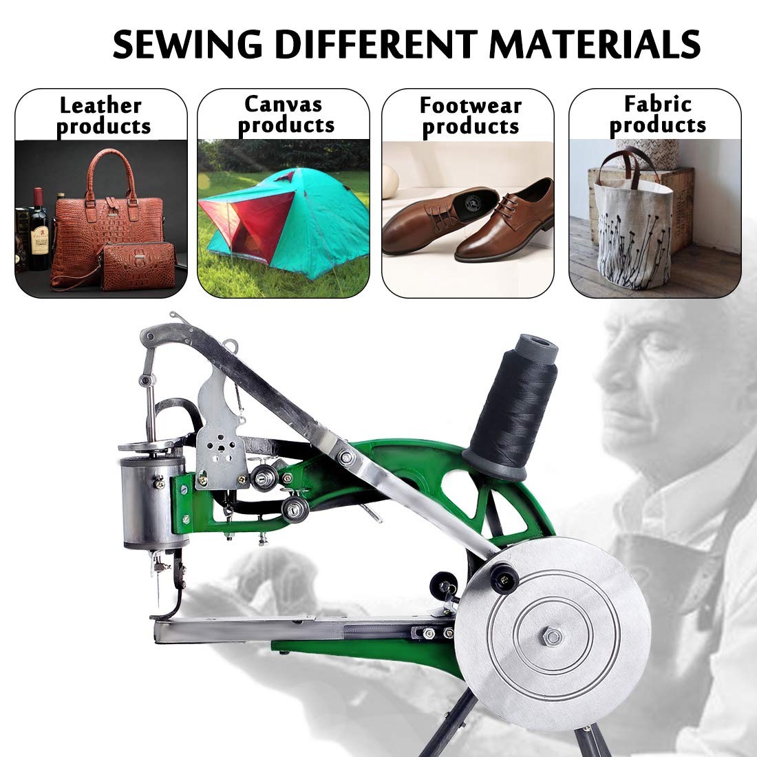 DODOQ Manual Leather Sewing Machine Hand Shoe Cobbler Stitching Repair Mending Machine Patcher Dual Cotton Nylon Line Sewing Machine
