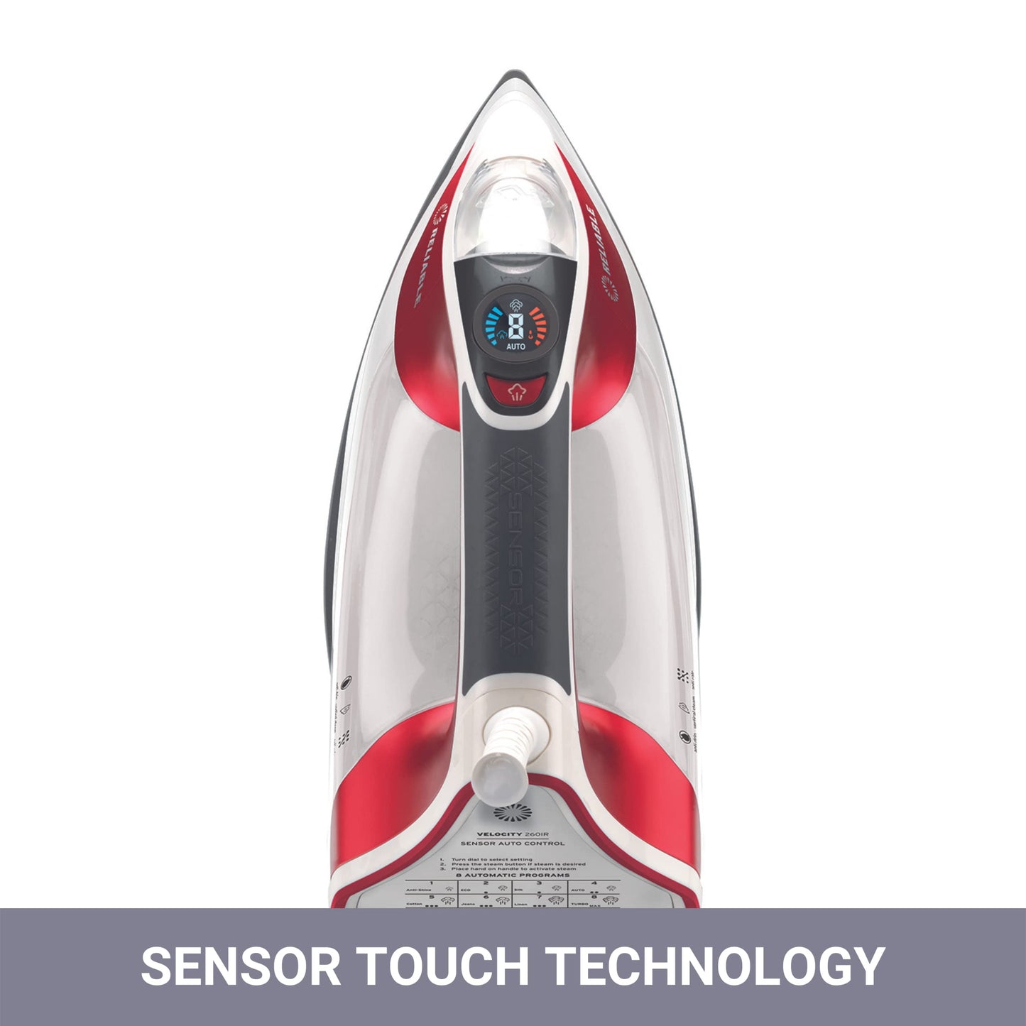 Reliable Velocity 270IR Steam Iron - Auto Control Compact Vapor Generator with Sensor Technology, Patented Technology for Continuous Steam, Zero Leaks, Perfect Temperature, 8 Programmable Heat Setting