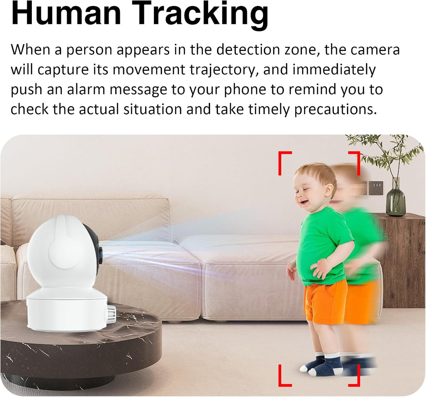 EVERSECU 2 Smoke & Gas Detection Home Security Camera with Sound Alarm & Real Time Alert, Humanoid Auto Tracking, Way