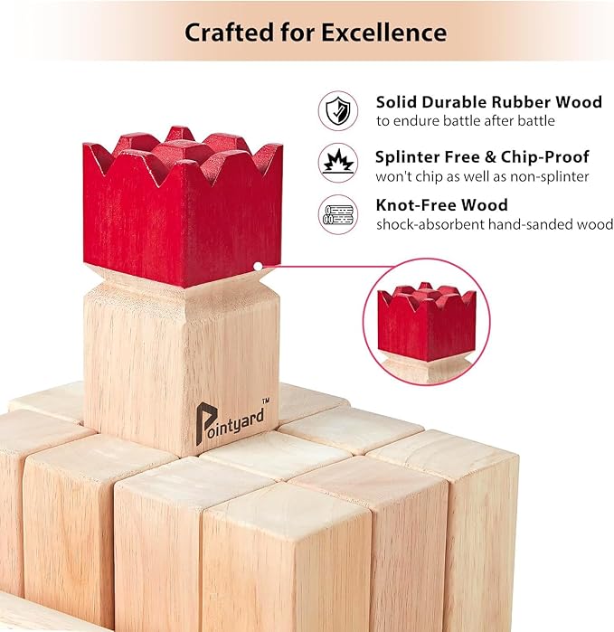Pointyard Kubb Yard Game Set, Kubb Game Set with Carrying Bag - Wooden Toss Game Set for Outdoor Lawn Teenagers Adults Family
