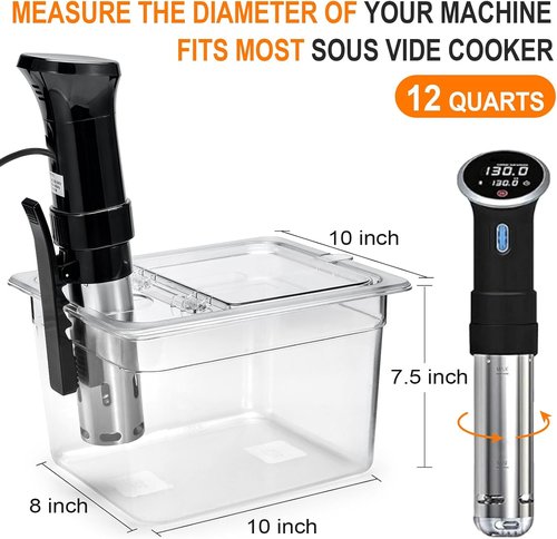 HOMENOTE Sous Vide Container - 12 Quart with Universal Collapsible Lid | BPA-Free Accessories Kit