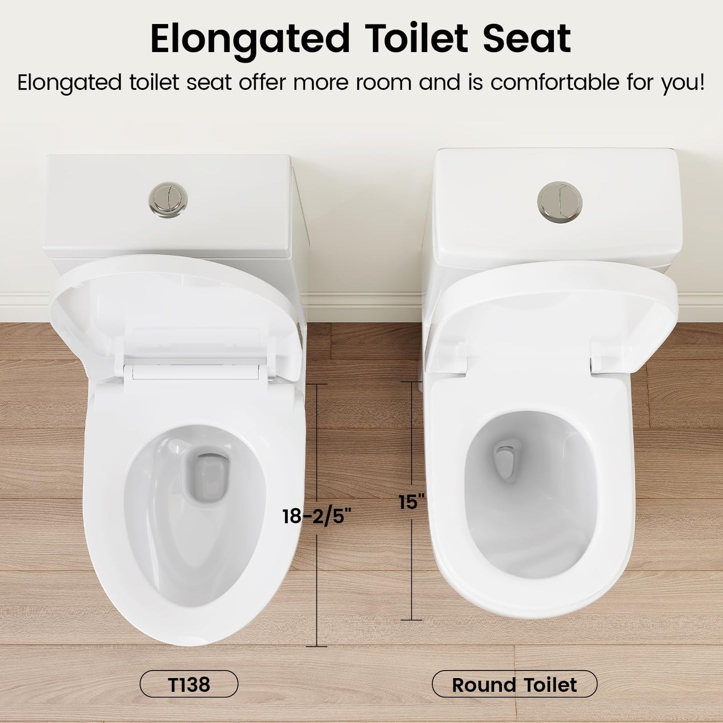SOTOMO Compact ADA Toilet, 12" Rough-in Elongated One-Piece Toilet with Quick Release & Soft Close Toilet Seat, 1.1/1.6 GPF Dual Flush Water-Saving White, aMJ-T138