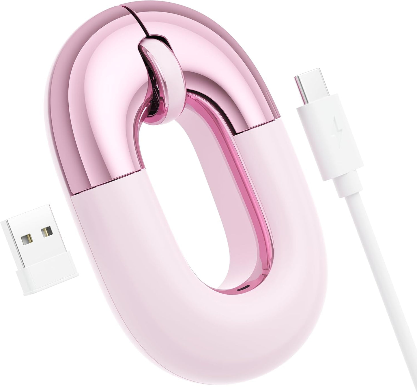 FOPATO 2.4G, 1200 Travel Mouse, Pink Wireless Mouse, Dual Mode Bluetooth & Rechargeable Silent Portable Mouse, Cute