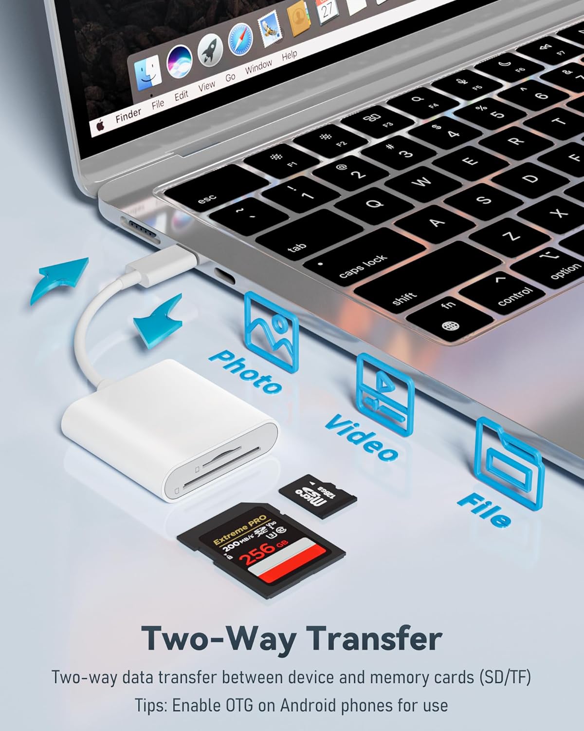 YOFEEPOP 17/16/15, (2 USB-C SD Card Reader, Dual Slot for SD and MicroSD, Type C Adapter Compatible with iPhone iPad