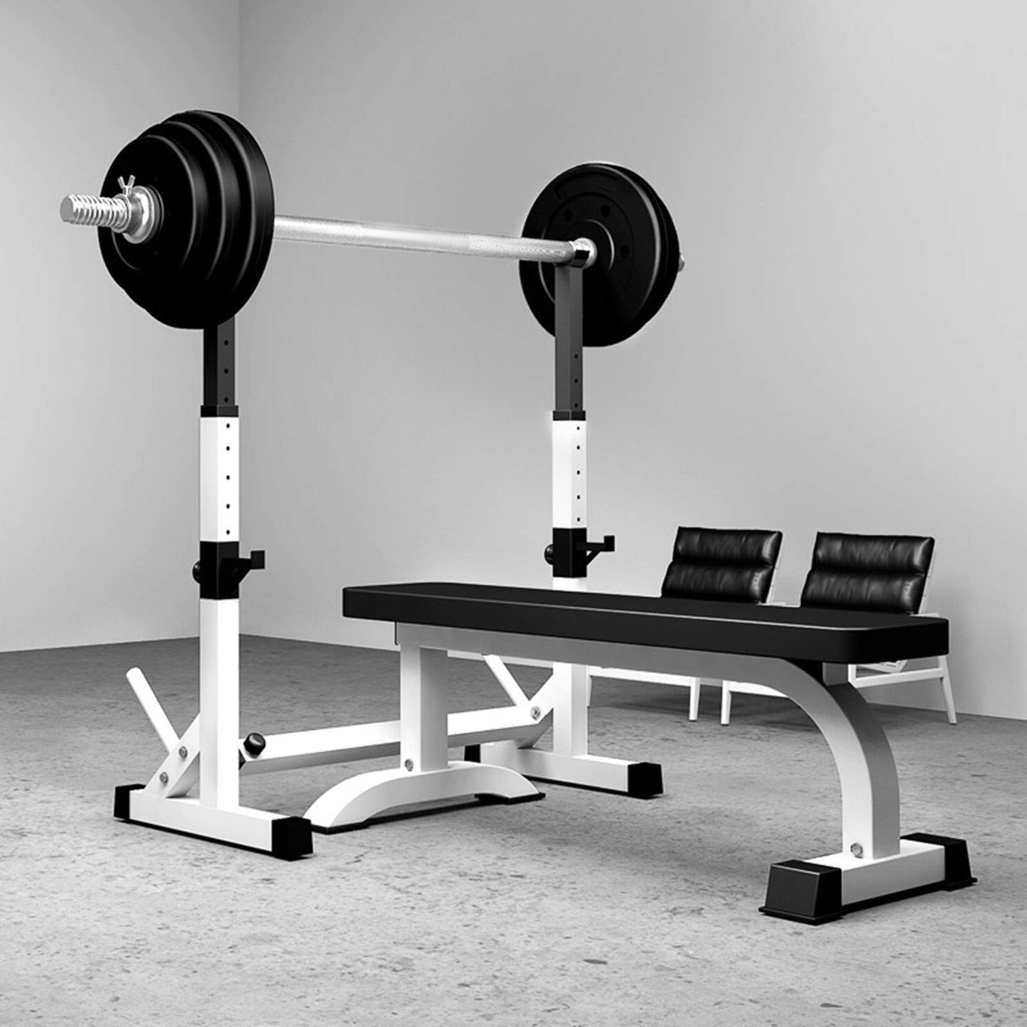 Achamusi Barbell Rack Stand - Multifunctional Adjustable Squat Rack, Heavy-Duty Dumbbell Rack，Strength Training Dip Station, Home Gym Equipment Max Load 550lbs