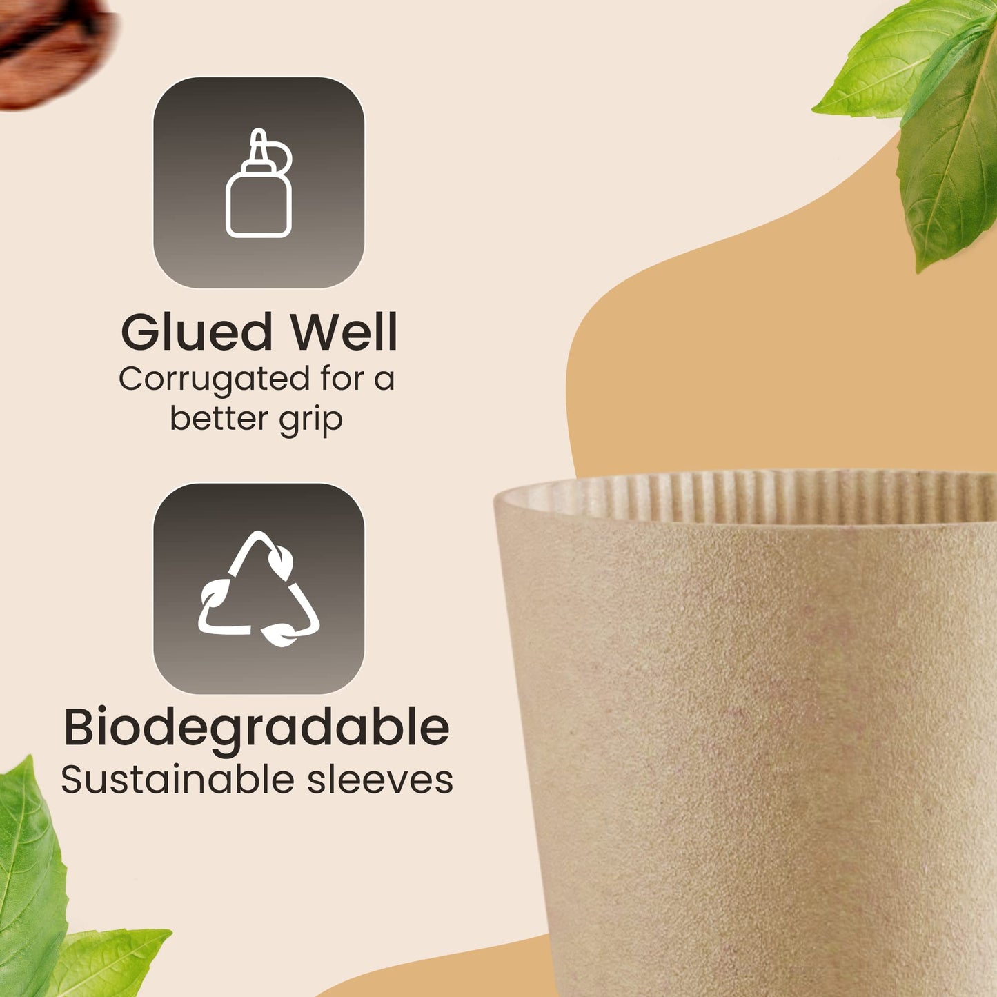 Homelance Coffee Sleeves 900 Pcs – Corrugated Brown Kraft Paper Cups Sleeves Fit 12oz, 16oz, 20oz, 22oz & 24oz Cups – Recyclable & Disposable – Perfect for Hot Drink in Cafes & Offices (Pack of 900)
