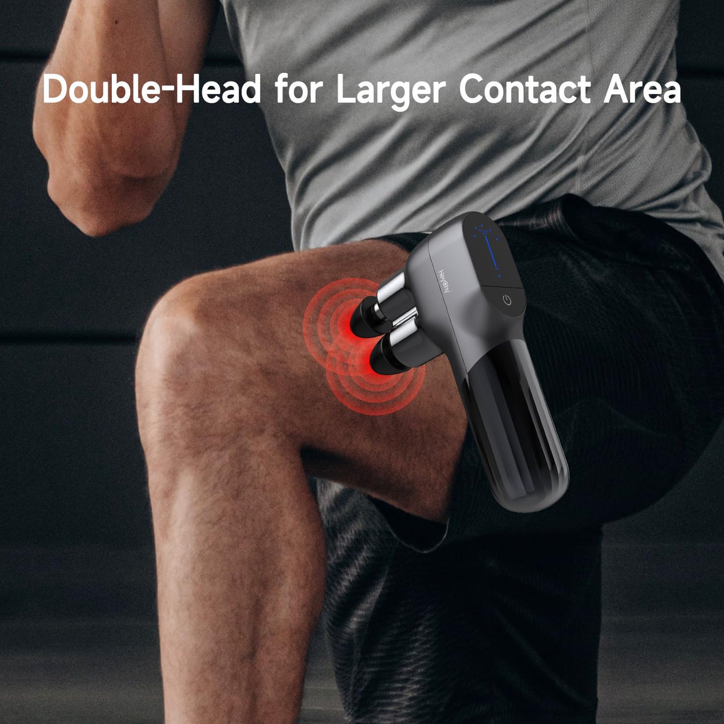 HEYCHY Mini Massage Gun - Deep Tissue Percussion Massager with Dual Heads, 5 Speed Levels & 4 Attachments, Portable Handheld Muscle Recovery Gun for Athletes, Travel & Pain Relief
