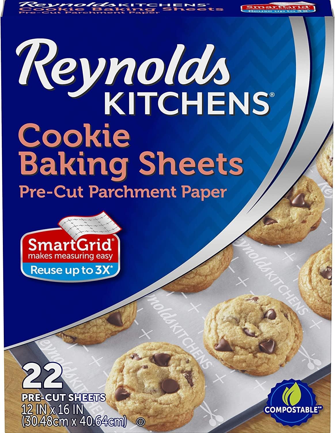 Reynolds Kitchens Parchment Paper Baking Sheets - Pre-Cut, 22 Sheets Per Pack (2 Packs)