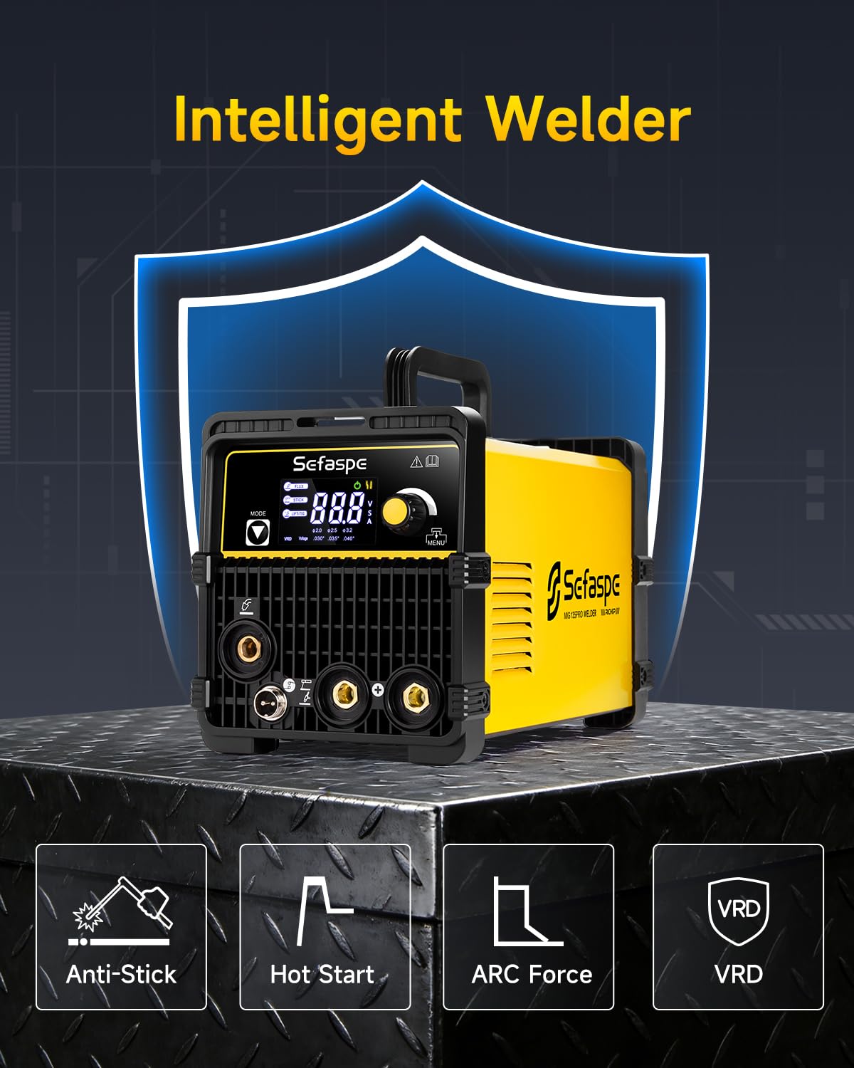 135A MIG Welder,110V 3-in-1 Flux Core Gasless MIG/Stick/Lift TIG Welding Machine with Synergic Control, Large LED Display, VRD Safety, Portable IGBT Inverter Welder for Beginners, DIY & Home Repair