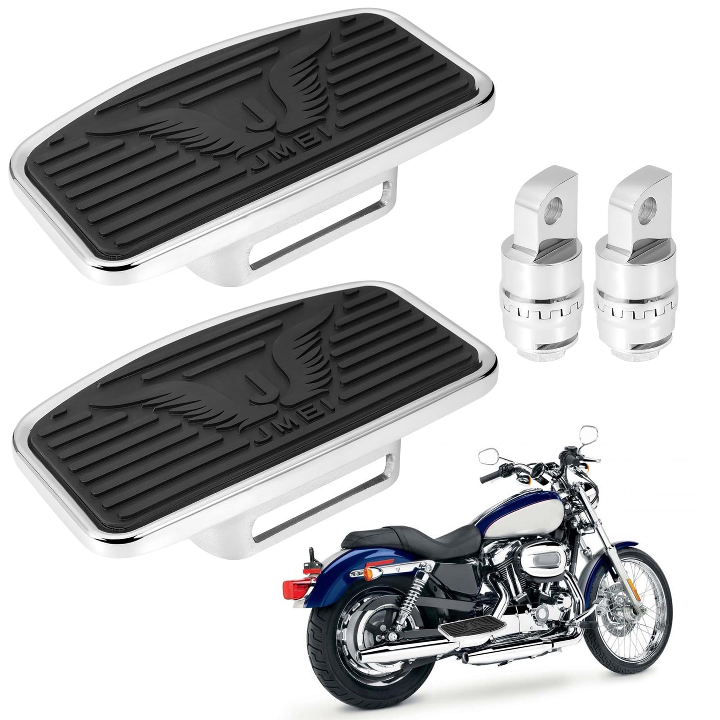Adjustable Motorcycle Floorboards Rear Passenger Foot Pegs Footboard Pedals Compatible with Harley Sportster 883 1200 (Eagle Pattern Rear Floorboard)