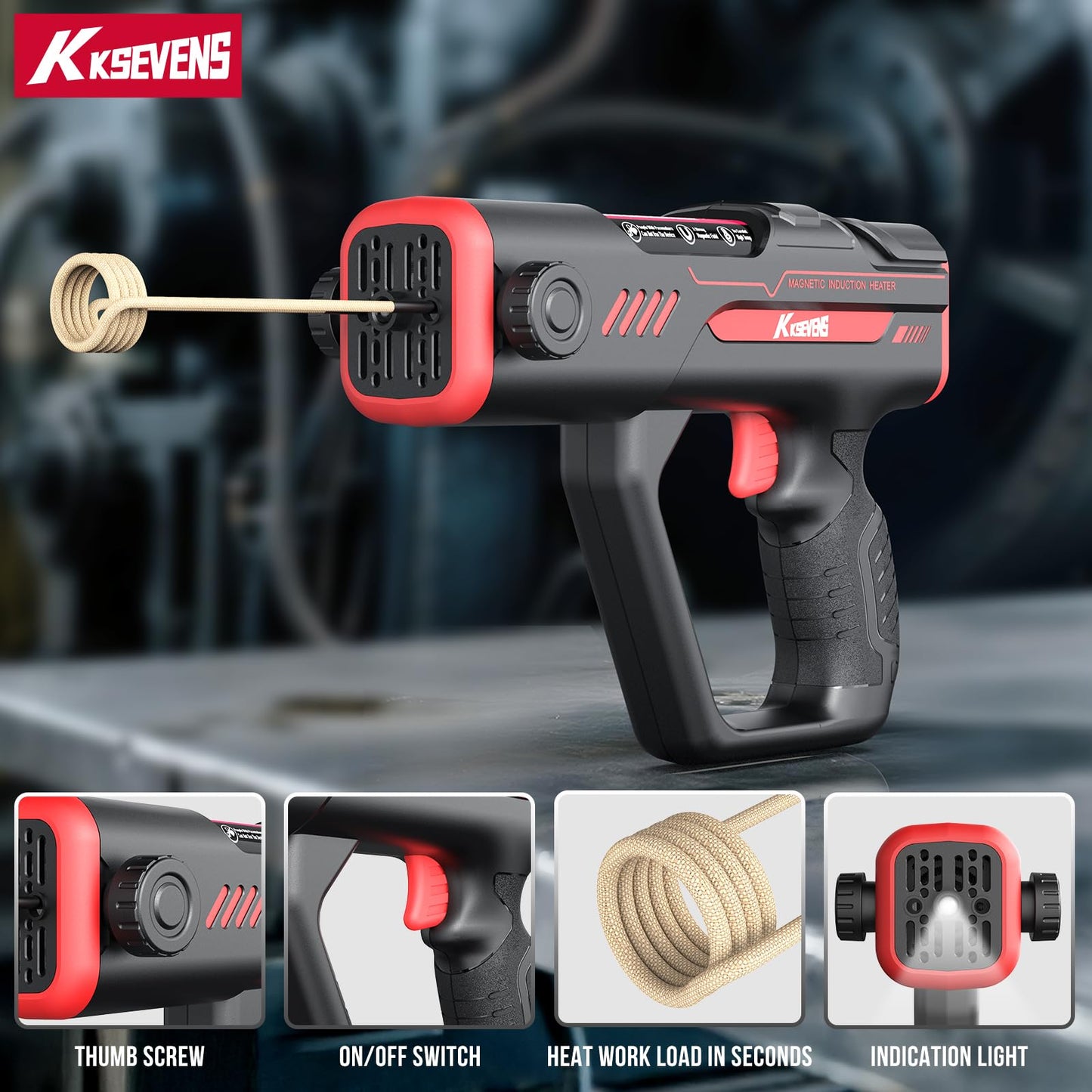 Induction Heater Bolt Removal,1600W 110V Handheld Magnetic Induction Heater Tool with 6 Coils for Rusty Screw Removing,Red