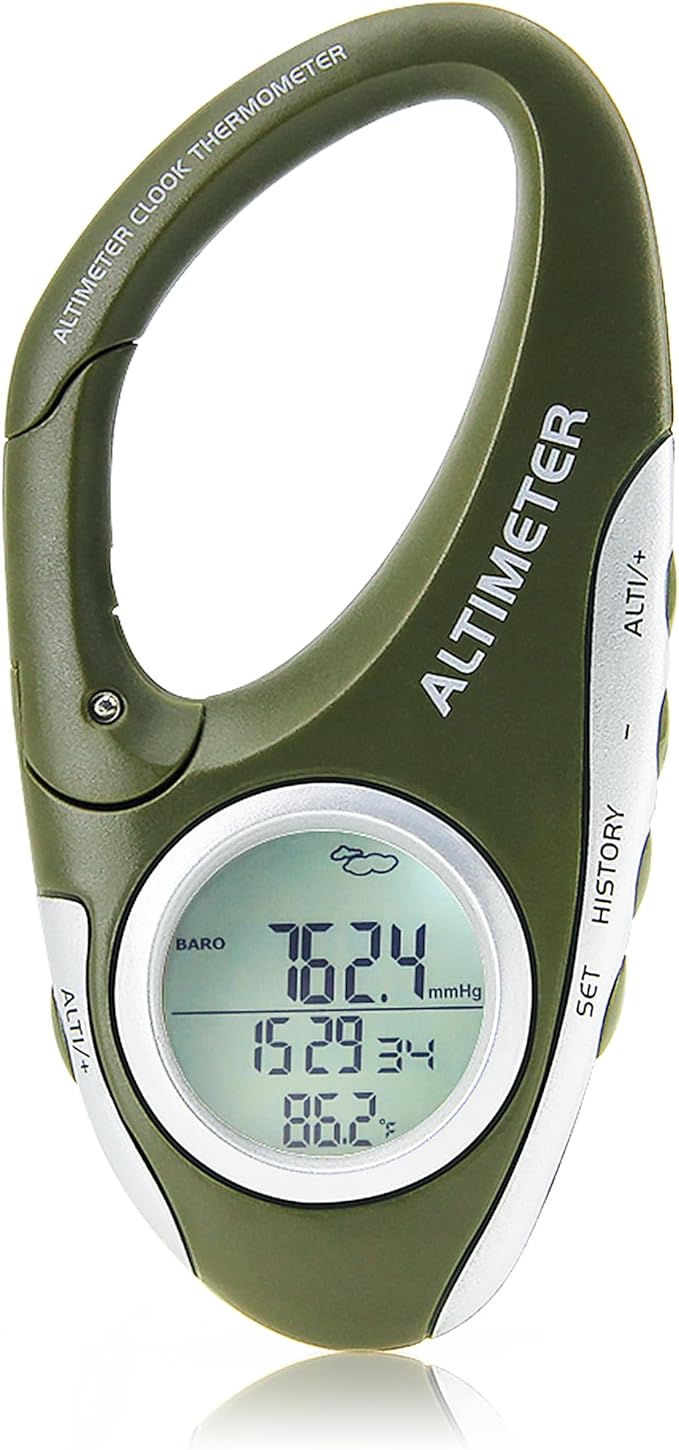 Digital Altimeter Portable Compass with Weather Forecast Multi Function Altimeter Barometer for Hiking, Camping, RVs and Outdoor Activities