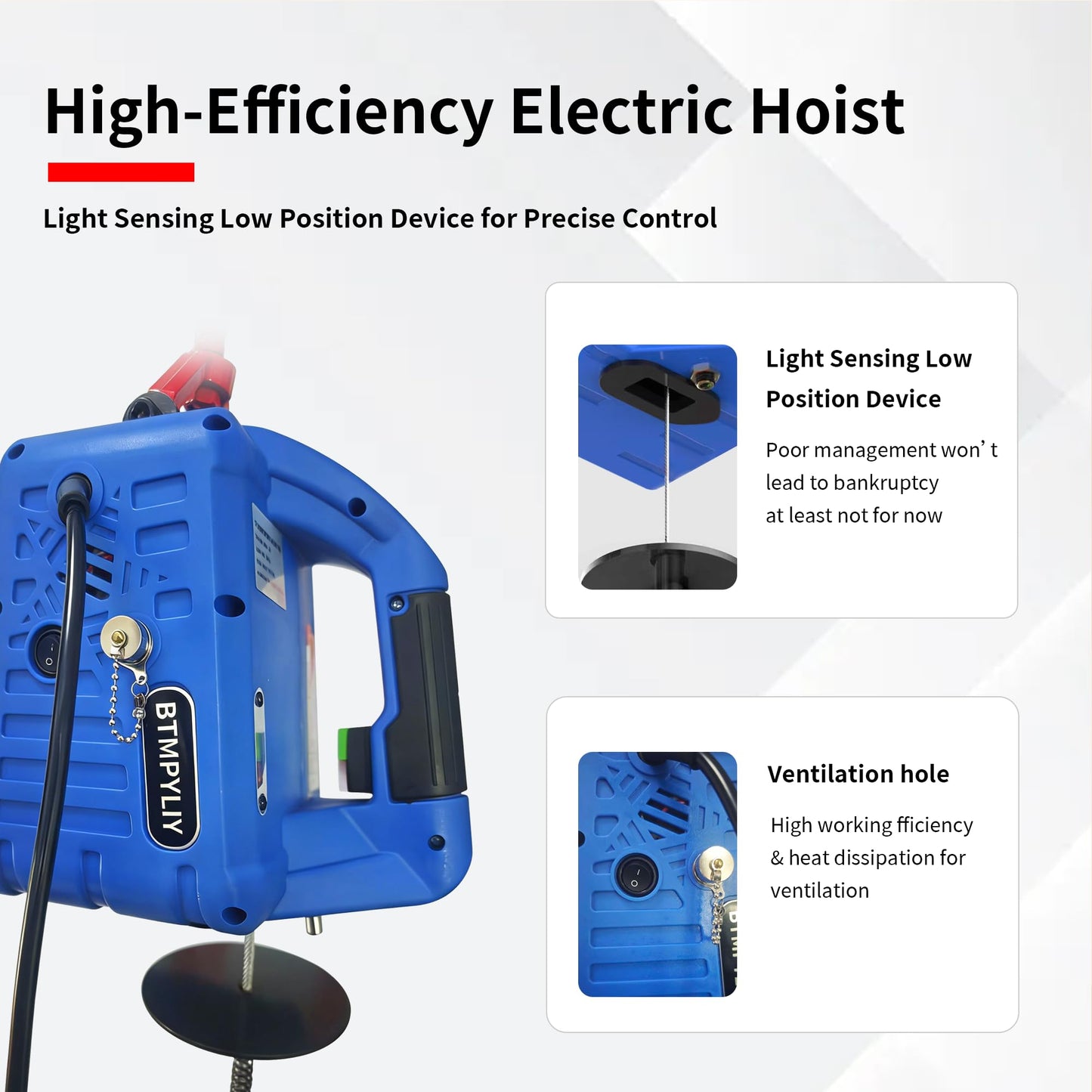 Wireless 3-in-1 Hoist Winch, 1500W/120V, 1100 Lbs Capacity Portable Electric Winch with Remote Control - Lift, Pull, Drag in Garage, Workshop, Farm