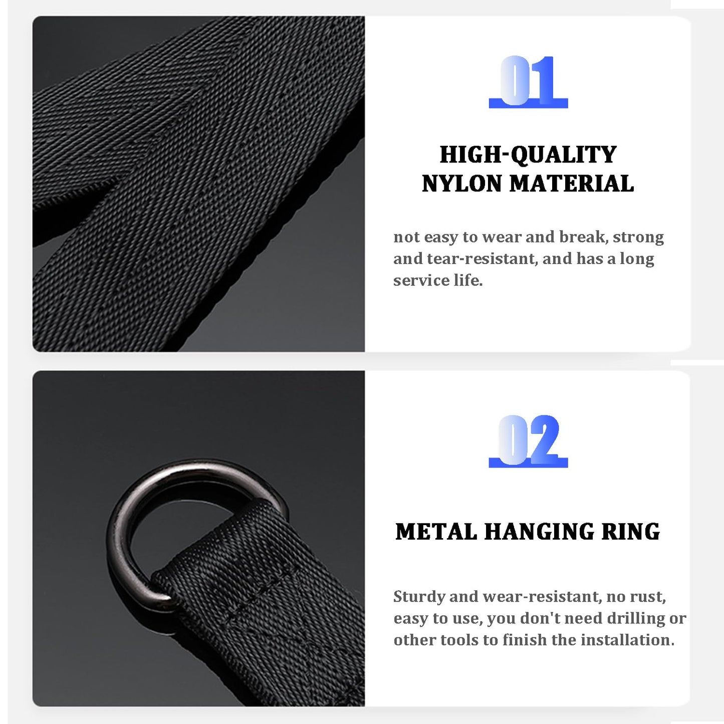 Favuit Fitness Pulley Cable Attachments, Tricep Extension Strap Cable Attachments Straps Cable Pulley System Accessories Home Gym Fitness Strap for Greater Range of Motion (Straps)