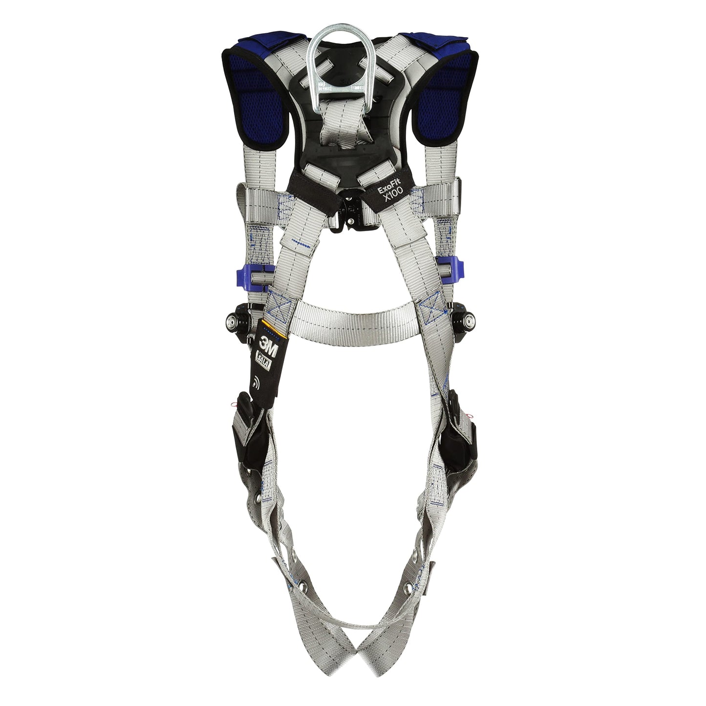 3M DBI-SALA ExoFit X100 Comfort Vest Climbing Harness Fall Protection, OSHA, ANSI, Front and Back D-Rings, Tongue Buckle Leg Straps, Quick Connect Chest Buckle, Zinc Plated Steel, 1401117, Large