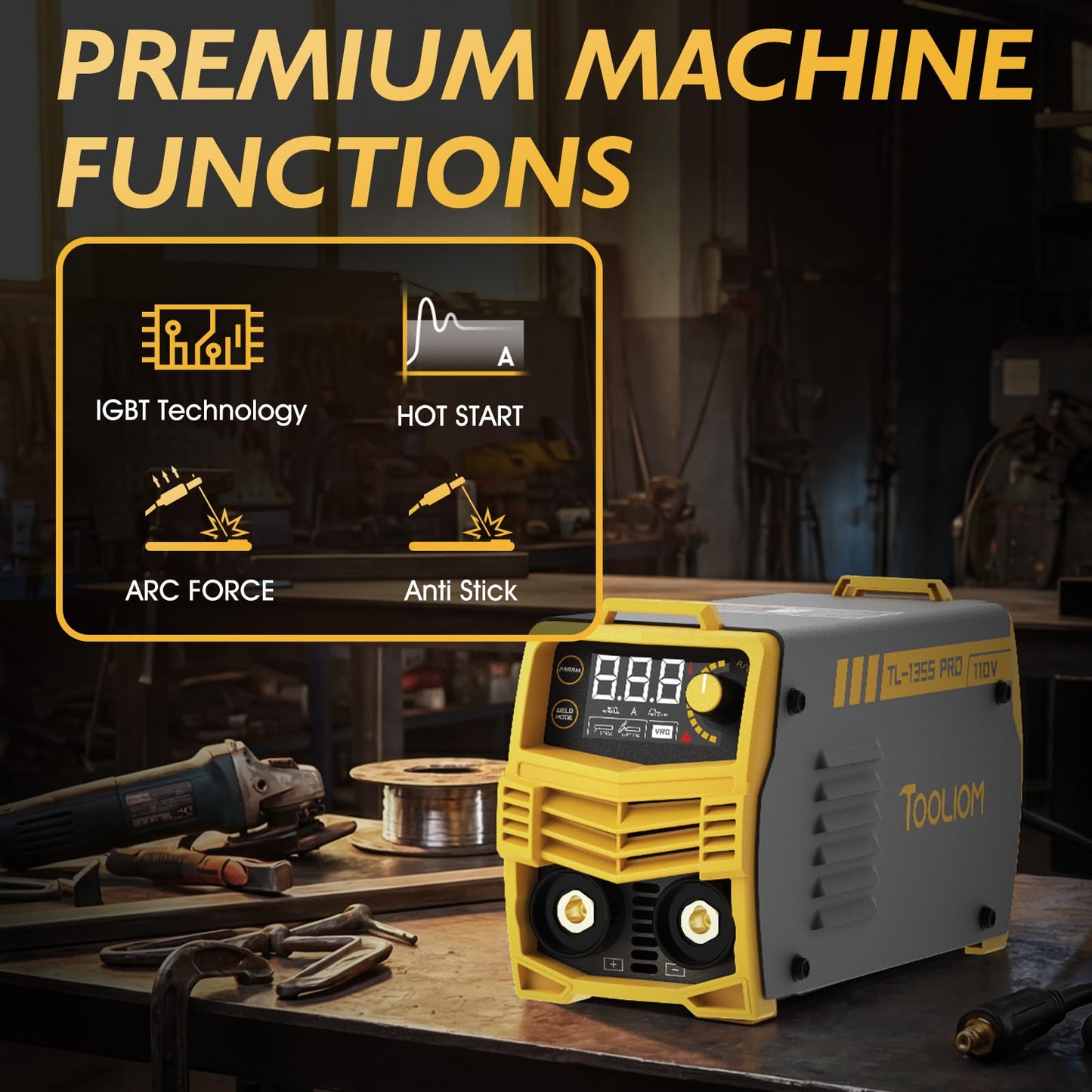 TOOLIOM 135A Stick/Lift TIG Welder 110V MMA ARC Welder Machine with Lift TIG Torch with LCD Display Portable Welding Machine
