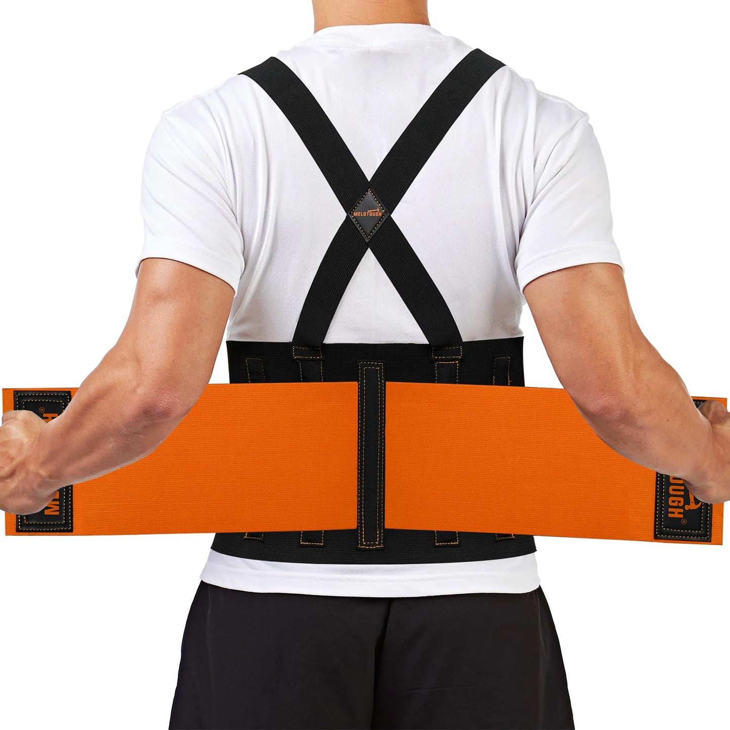MELOTOUGH Back Brace for Men Lower Back,Back Brace for Work,Back Support Belt with Suspenders,Lower Lumbar Support for Heavy Lifting, Removeable Straps for Construction, Warehouse L/XL,Gifts for Men