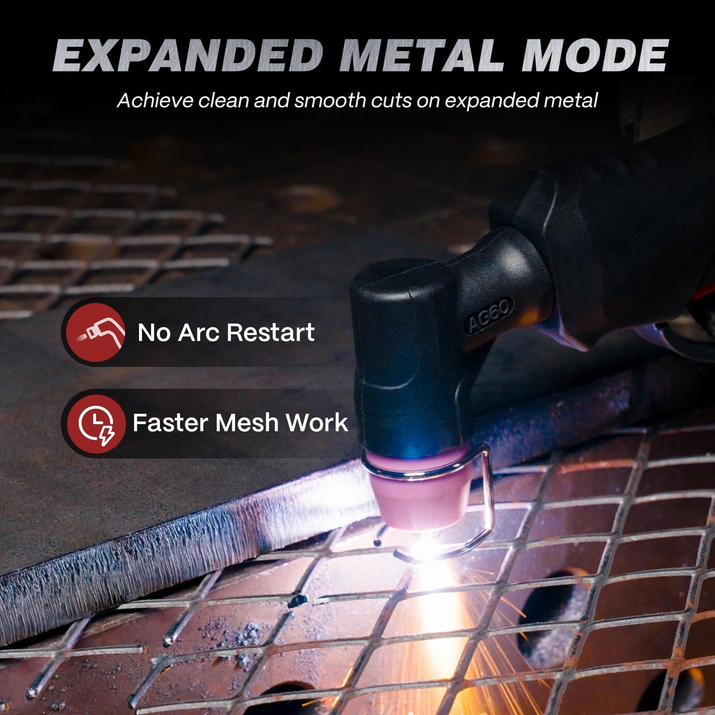 ARCCAPTAIN 60A Plasma Cutter with Plate Cutting, Expanded Metal Cutting, Rust Removal + Internal Control Welding Helmet