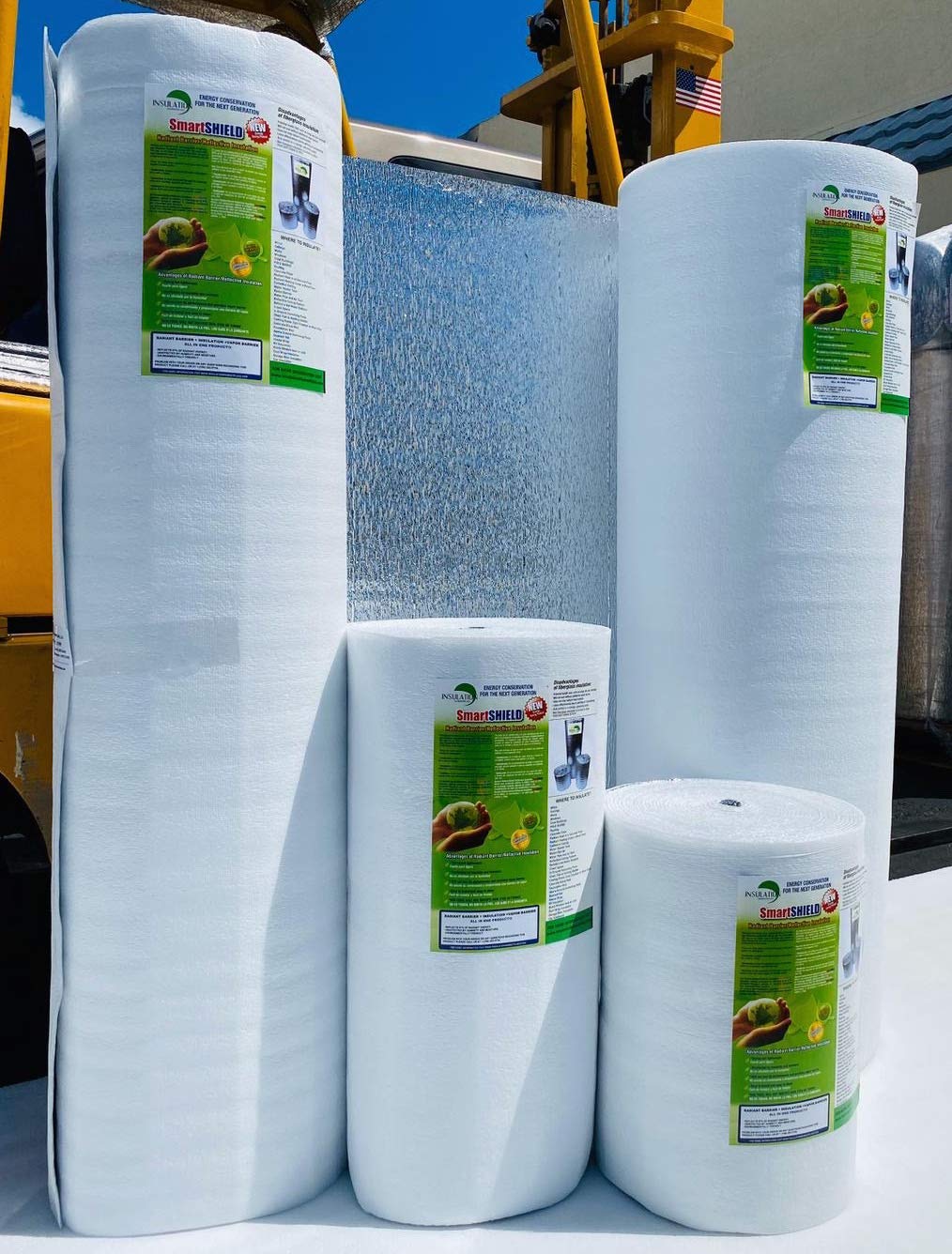 SmartSHIELD -3mm 48"x100ft Reflective Insulation roll, Foam Core Radiant Barrier, Thermal Insulation Shield - Engineered Foil / White Film