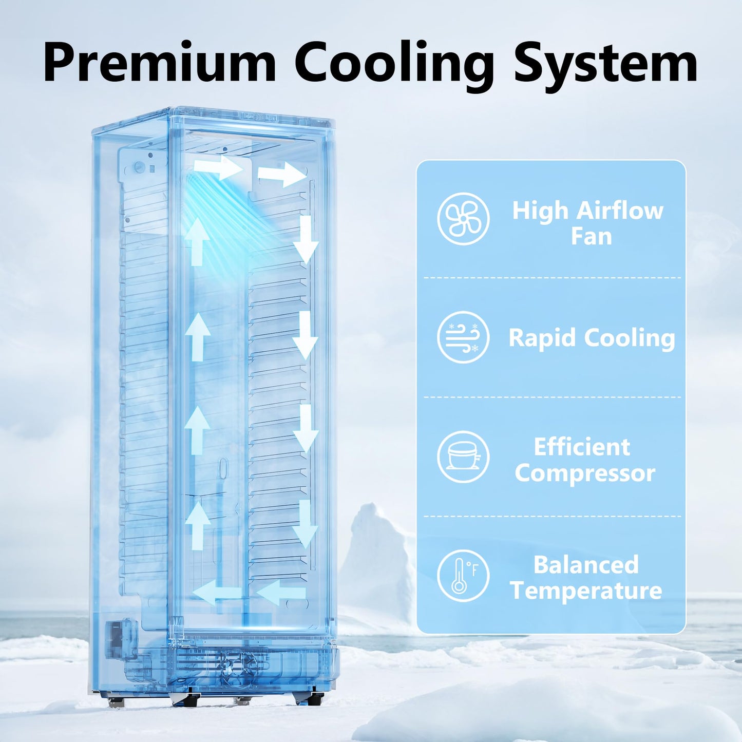 ICEVIVAL 8.5 Cu.Ft Commercial Refrigerators, Display Fridge with Double-Tempered Glass Door, Outdoor Beverage Refrigerator with Locking, Key & LED, Beverage Cooler for Bar, Office, Restaurant