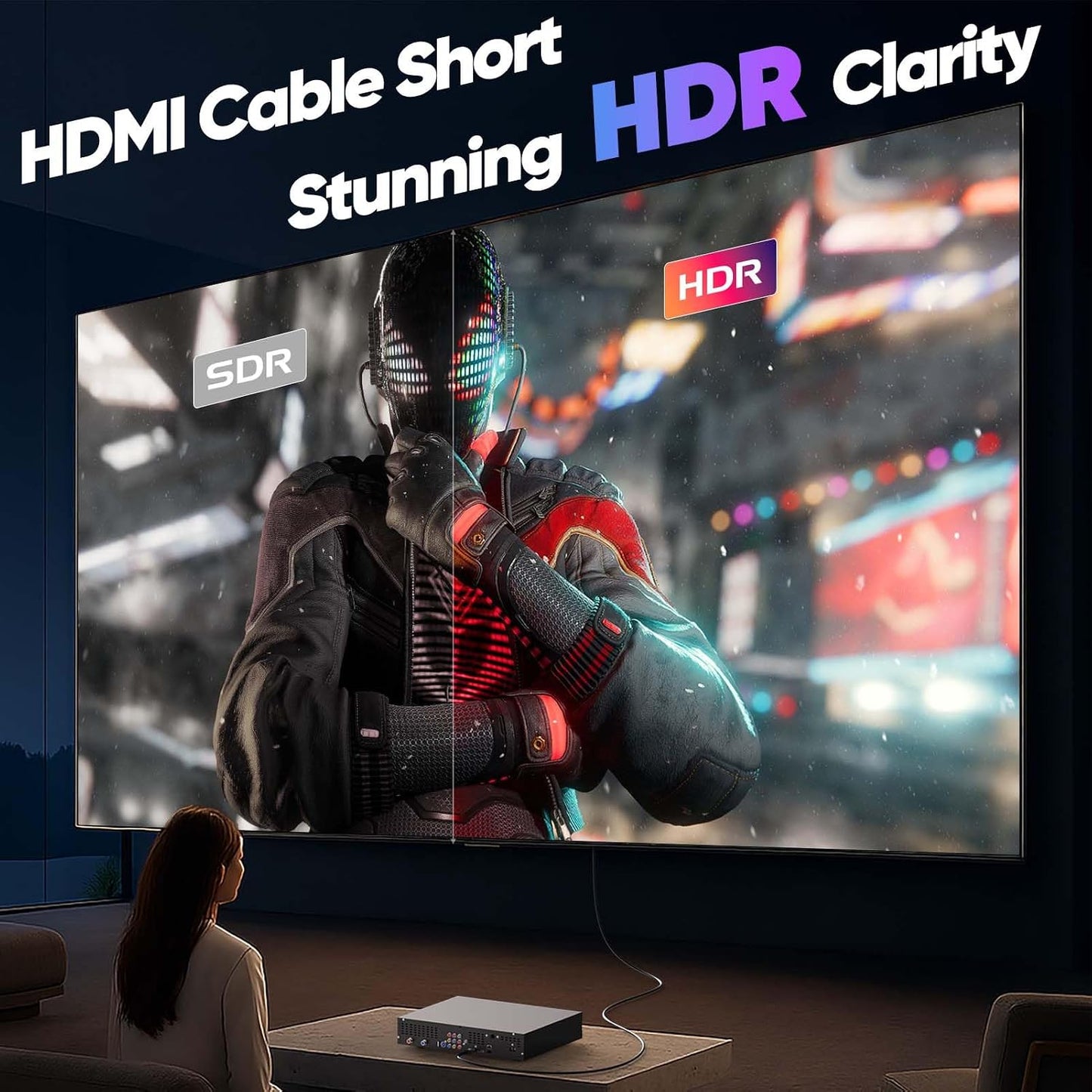 1FT 2-Pack,1Feet 2.0 4K 12 inch 3D, 2.2 PS4/PS5, Short HDMI Cable HDMI Cable Short High Speed HDMI Shielded Cord