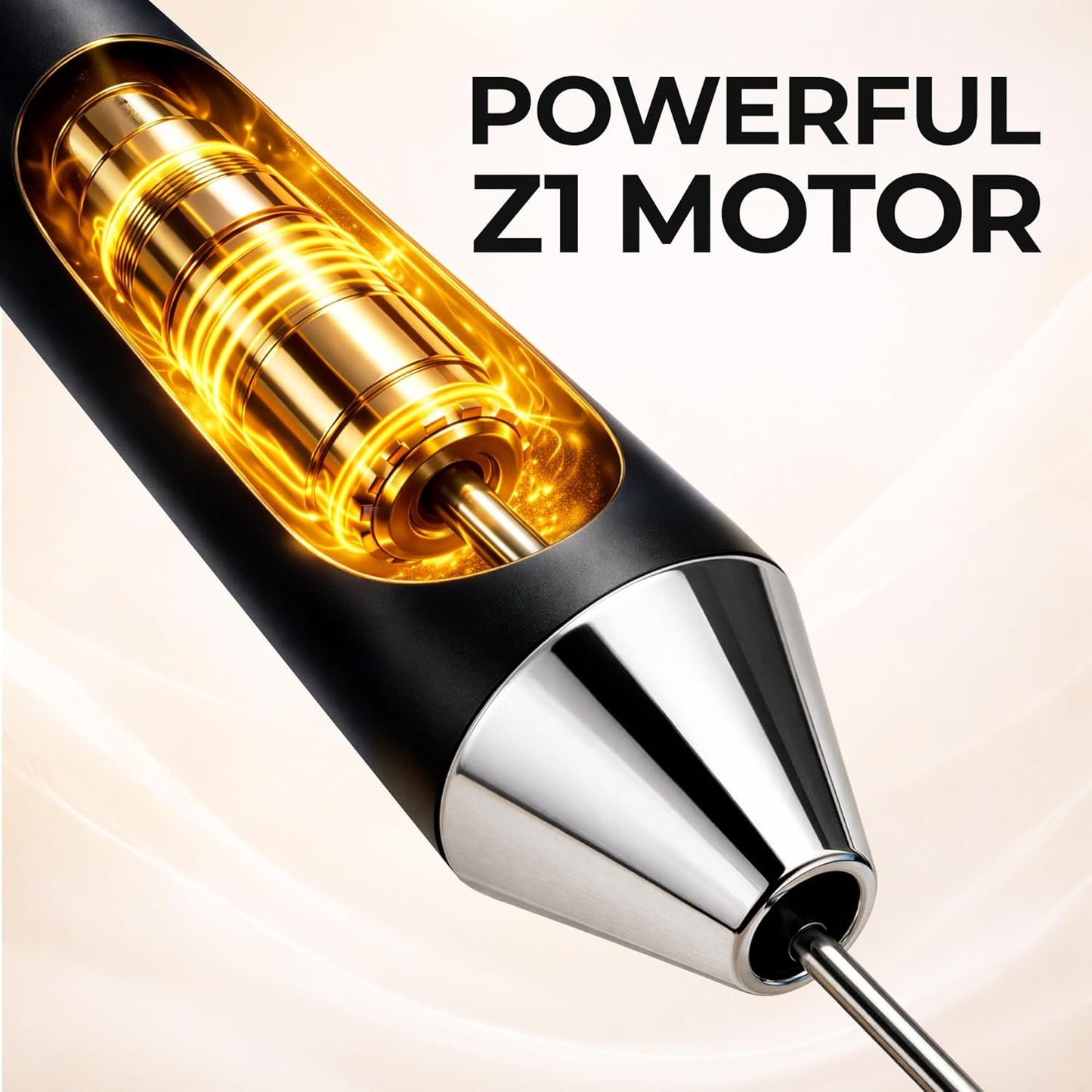 Zulay Kitchen Rechargeable Milk Frother - Handheld Electric Mixer with 3 Whisk Attachments | USB-C Charging, Lasts 6 Months