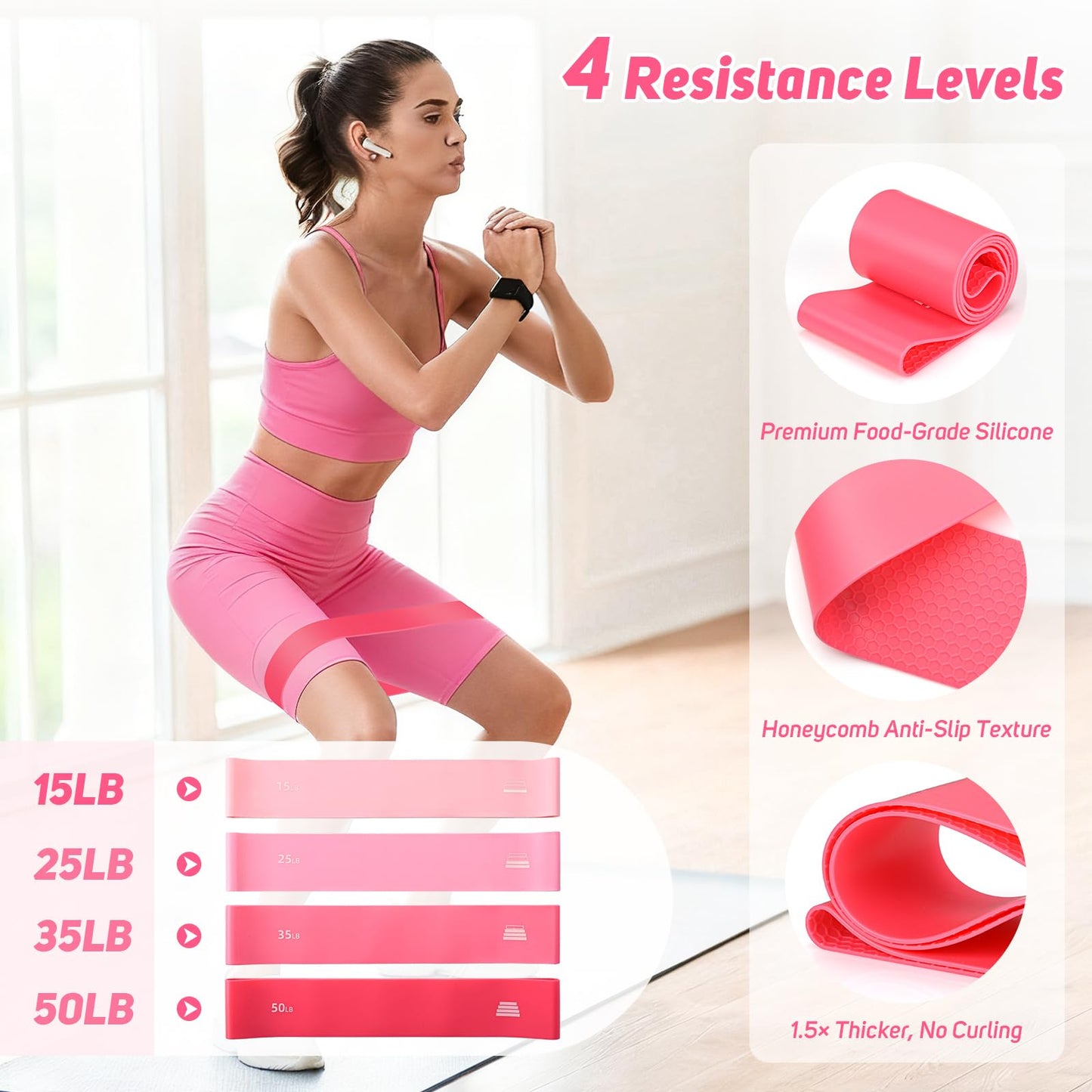 Home Pilates Kit for Women: Pilates Equipment Pilates Ring and Ball Set with Resistance Bands, Core Slider, Foam Roller, Pilates Essentials Kit for Beginner Home Workout, Compact Toning Fitness, Pink