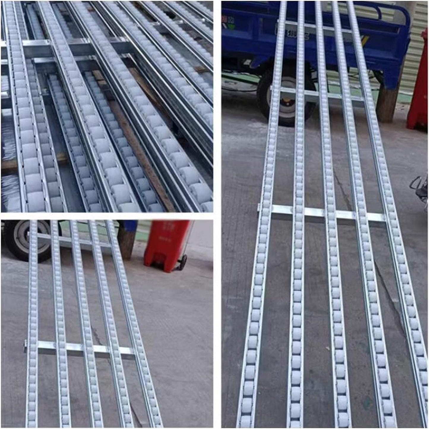 CHENWMZ Stainless Steel Roller Conveyor Belt for Commercial Truck Trailer and Warehouses 2 Slide 200cm Long Light Duty Conveyor Table with Plastic Rollers and Stainless Steel Frame