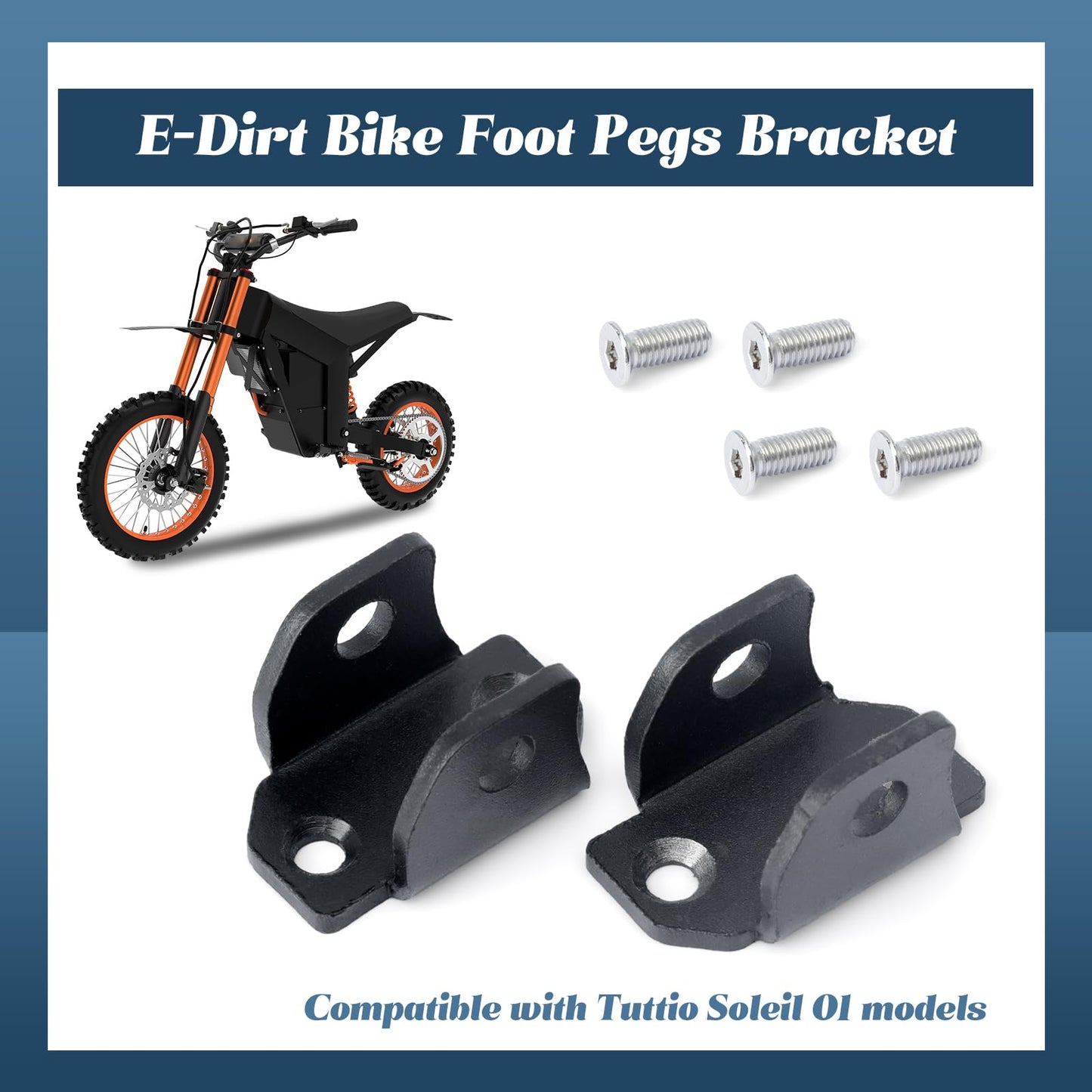 Esttlamer 1 Pair E-Dirt Bike Foot Pegs Bracket Holder Compatible with Tuttio Soleil 01, Footpegs Mount Aluminum Footrest Bracket