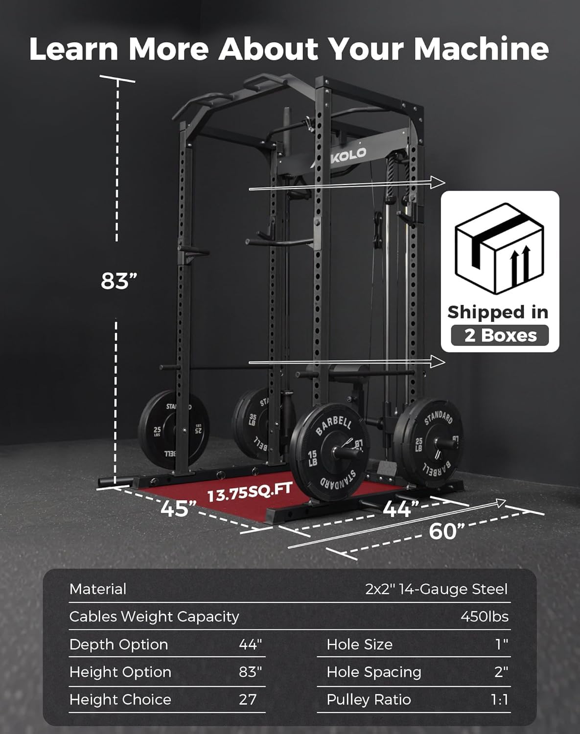 Mikolo F4 2.0 Power Cage with Dual-Track Smooth Pulley System, 1200LBS Power Rack with Leg Hold-Down for Heavy LAT Pulldowns, All-in-One Squat Rack with More Training Attachments for Home Gym (Black)