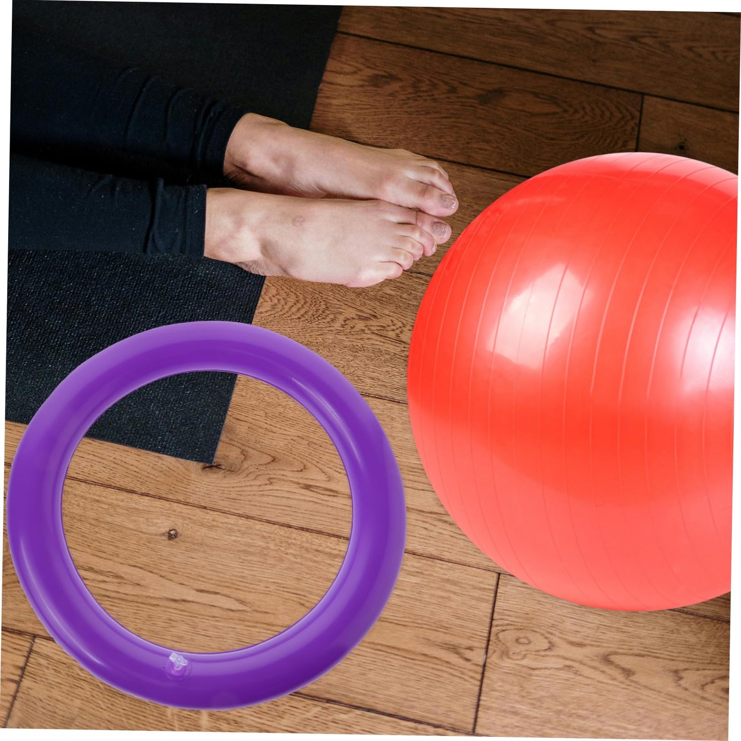 Toyvian Inflatable Yoga Ball Base with Fixed Ring 16.53In Round Stable Holder for Exercise Fitness Training Slip Resistant Support Stand
