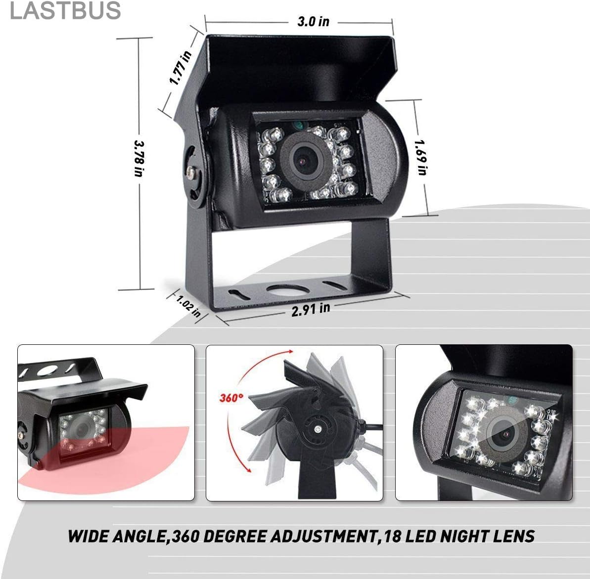 LASTBUS 4 GX12-4 Backup Camera, Reversing Camera, Waterproof Night Vision Wide View Angle Rear View Camera with Pin
