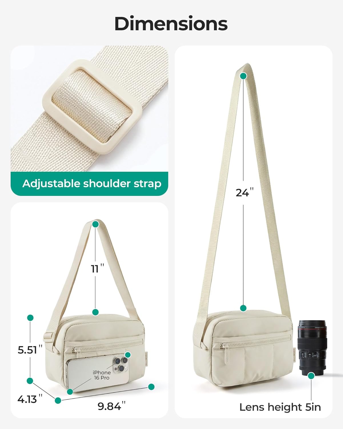 2 1 BAGSMART in Puffy Camera Sling Bag Small Camera Shoulder Bag DSLR/SLR/Mirrorless Crossbody Photography Camera Case