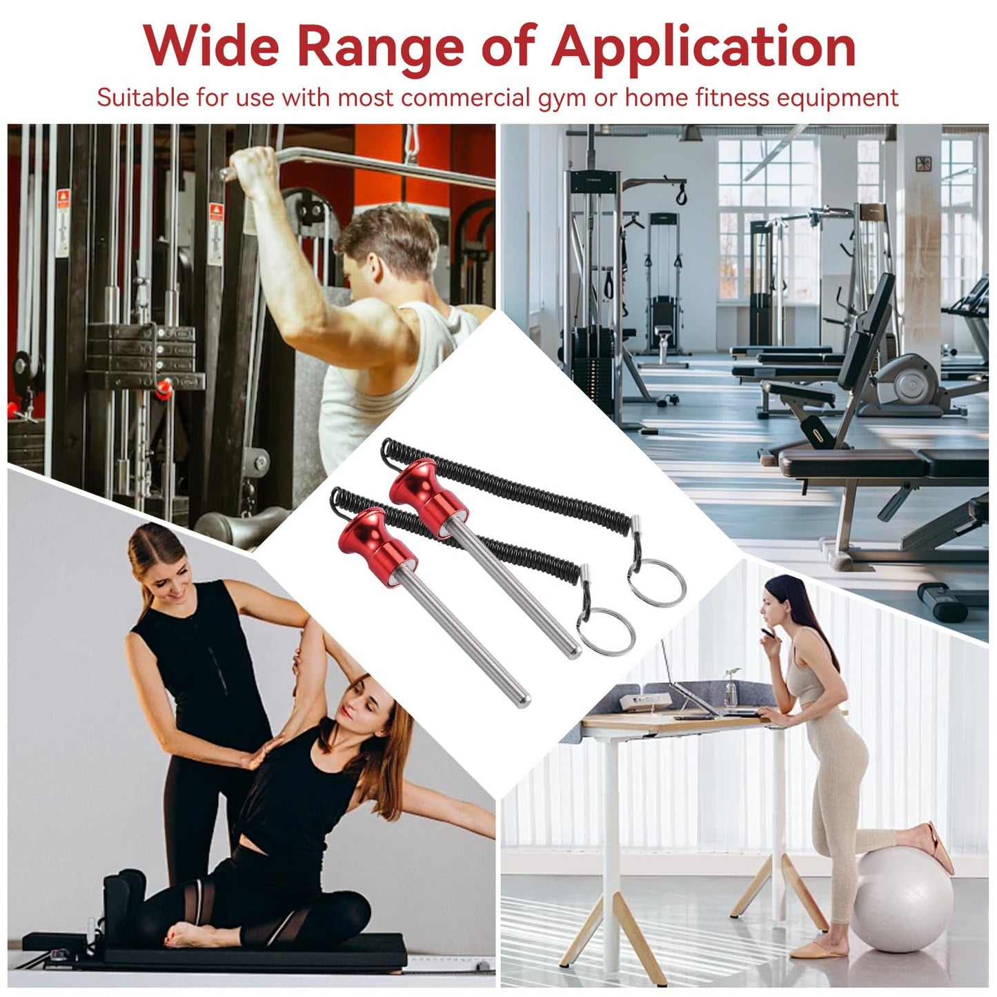 Frdhee 2Pcs Weight Stack Pin, Universal Magnetic Weight Pin with Pull Rope, 0.4 Inch Aluminum Alloy Gym Pin Weight Machine Pin for Home Gym Exercise Machine Accessories