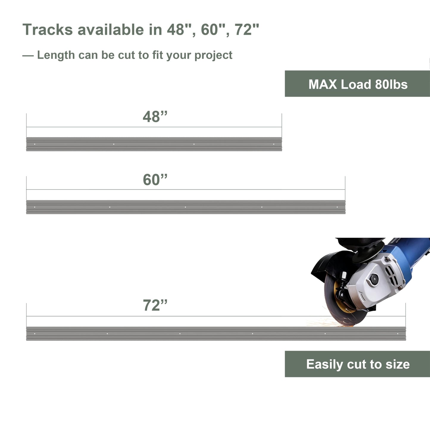 Bypass Mirror Closet Door Bottom Track, 60" Length, 2-11/16" Width, Gray Metal, Roll Formed Steel Sliding Door Guide Rail, Fit Convex Roller Assemblies