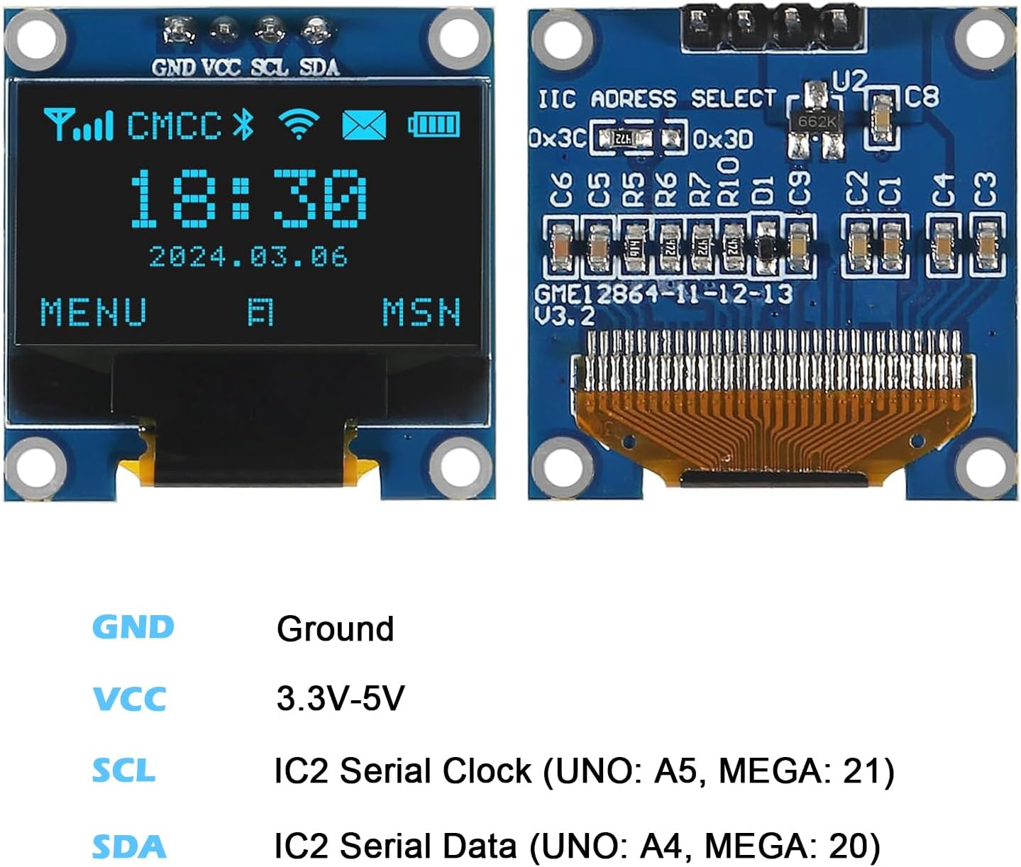 ALMOCN V3.0 ATmega328P 0.96 Inch Mini Nano Module Microcontroller Board with USB Cable Compatible with Arduino + Nano
