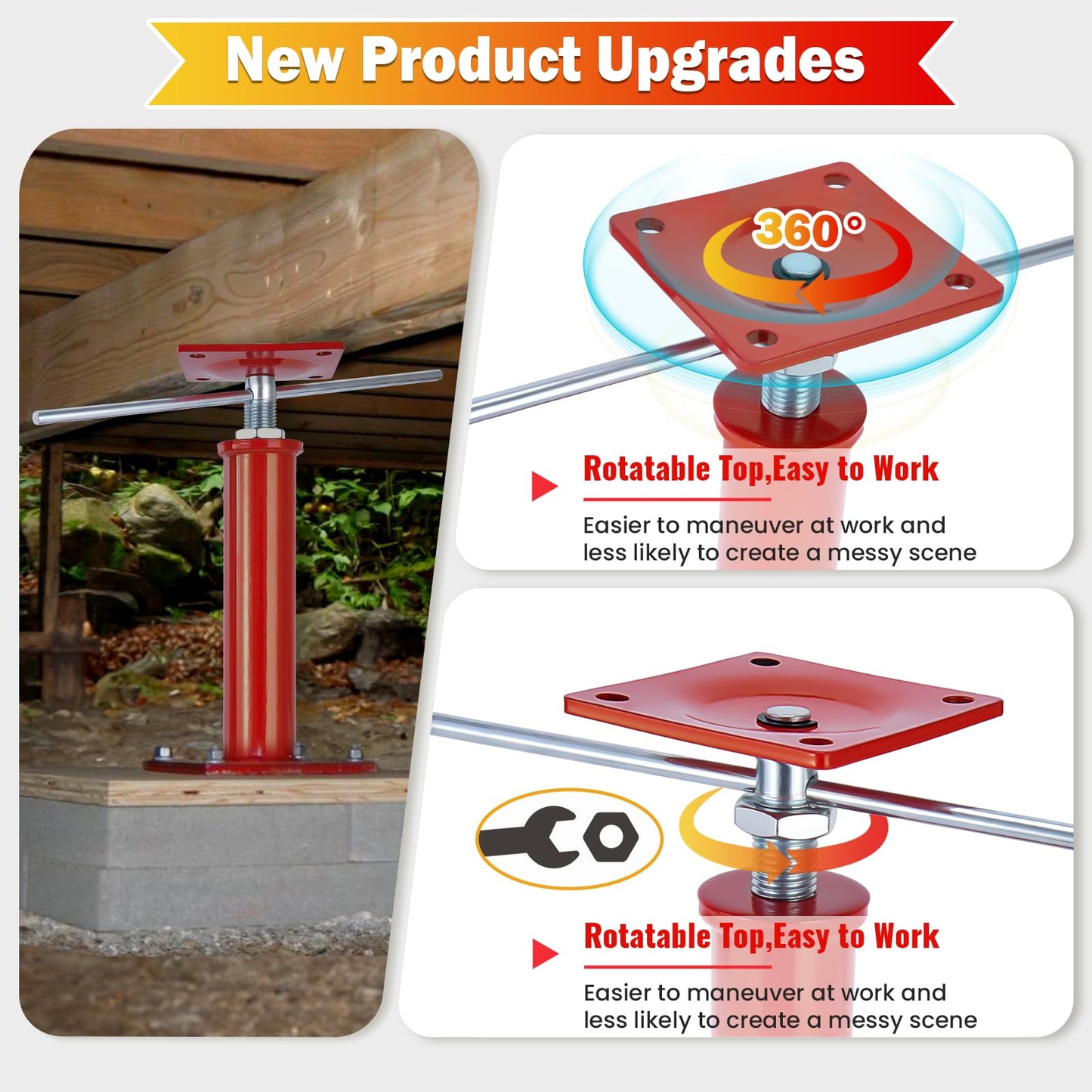 4 PCS House Jacks for Leveling, Adjustable 11"-16" Height Range, 8820 lbs Capacity (Each), Galvanized Telescoping Support Jacks for Crawlspace & Basement