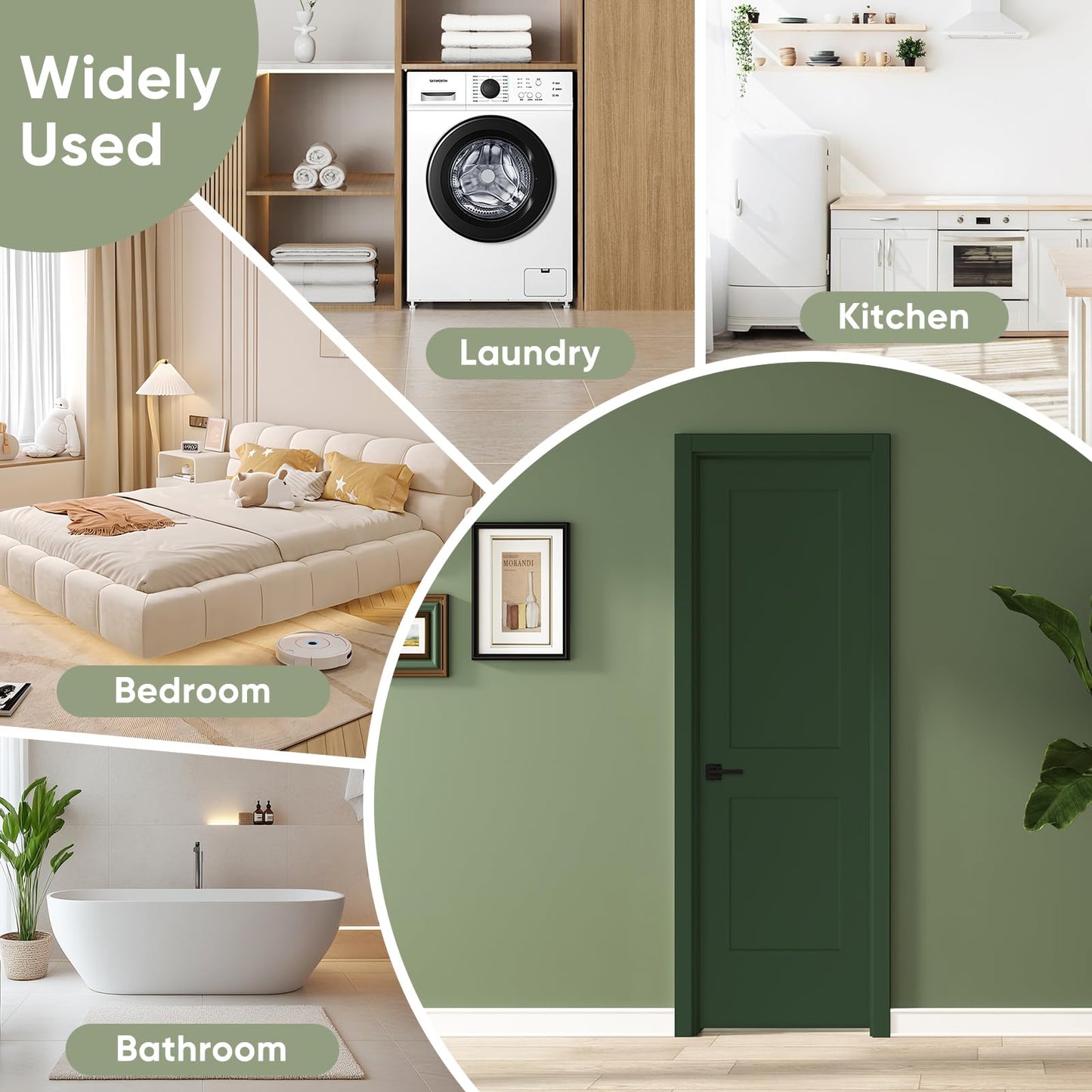 BARNSMITH 24x80 in 2-Panel White Primed Molded Door Slab, Shaker Style Paintable Hollow Core Interior Door Panel, for Swing, Pocket, Sliding Door, Durable and Lightweight, No Assembly Required