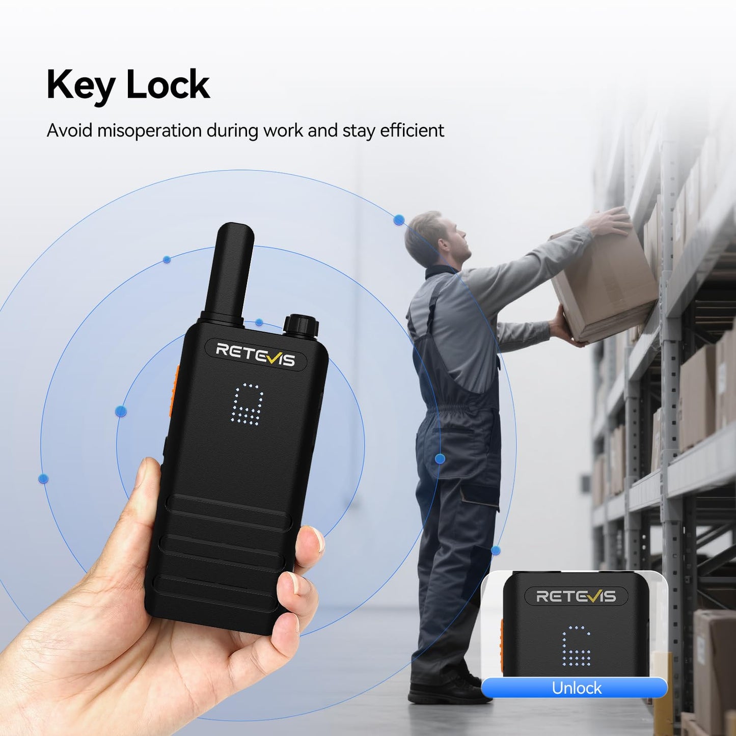 (3nd Gen RT22) Retevis B3H Walkie Talkies for Adults-Ultra Slim, with Earpiece, 6 Way Multi Unit Charger, 1620 mAh, LED Display, Business Portable FRS Two-Way Radios for Retail Store (6 Pack)