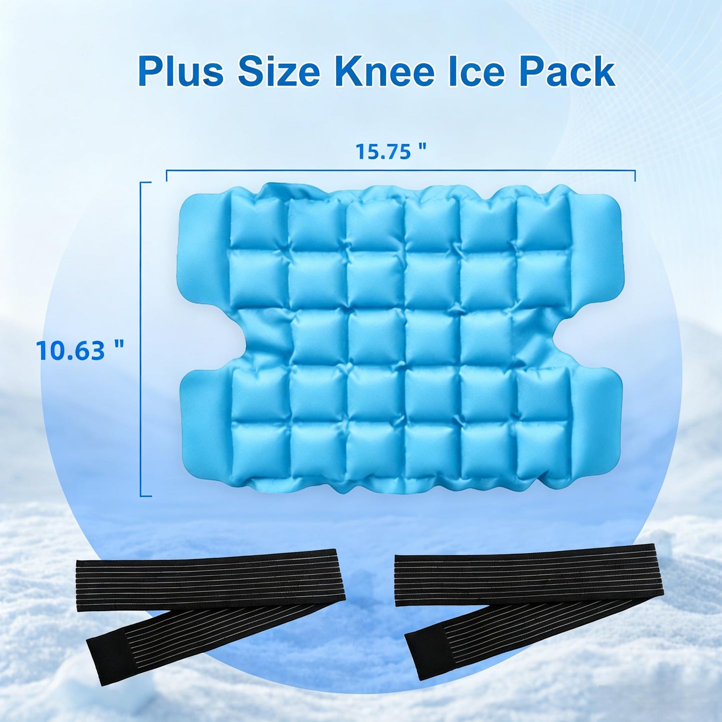WORLD-BIO Ice Packs for Injuries Reusable, Knee Ice Pack Wrap with Straps, Gel Ice Wrap for Leg Pain Relief, Hot & Cold Compress Therap for Swelling, Arthritis, Sports Injuries, Light Blue, 1Pack