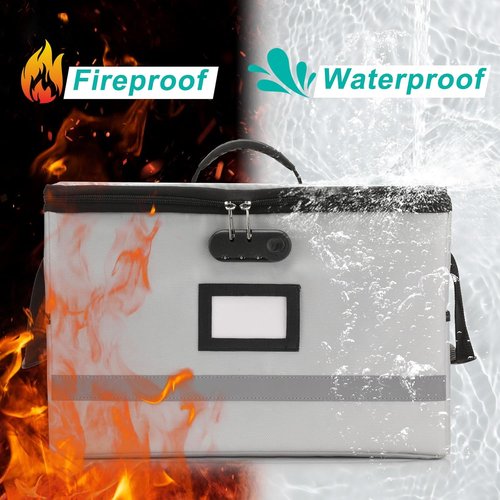 EXLIFBAG File Box - Fireproof Portable Document Organizer with Lock & Handle | Legal Size Storage