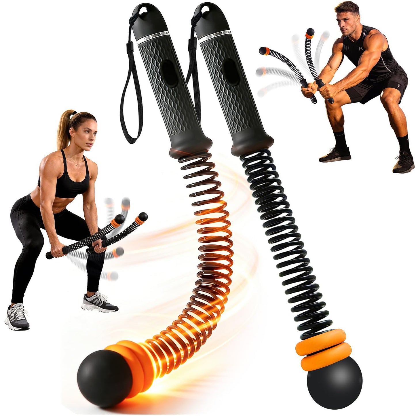 Poonoo Upgraded Ropeless Battle Ropes, Weighted Cordless Workout Equipment for Home Gym, Portable Full Body HIIT Cardio & Arm Strength Training, Low-Impact Fitness Exercise Heavy Gear for Men & Women