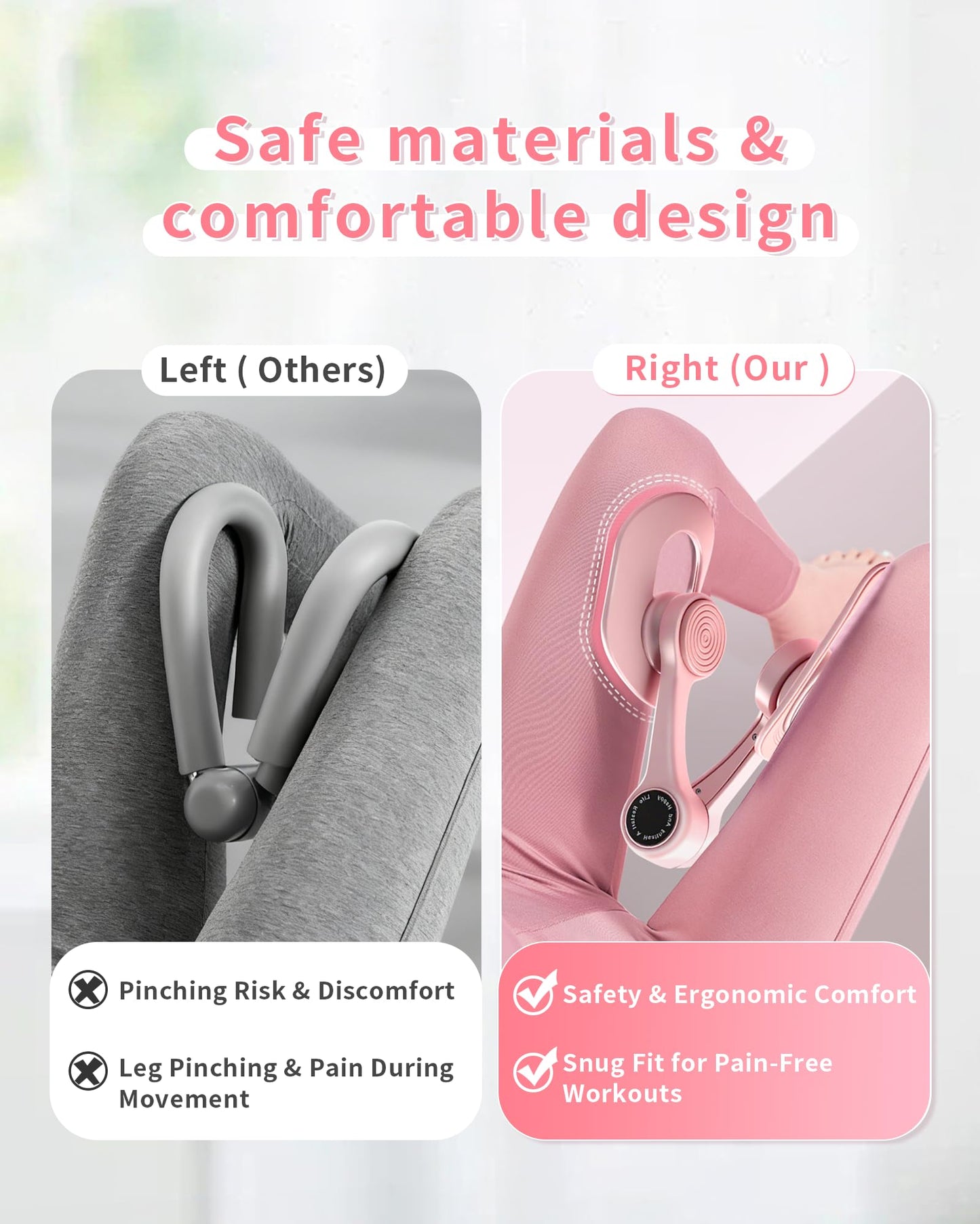 SirDone Thigh Trainer for Women, 360° Adjustable Pelvic Floor Muscle Trainer, Inner Thigh Exerciser, Multi-Function Home Gym Equipment for Hip, Leg, Arm & Yoga Workouts(Pink)