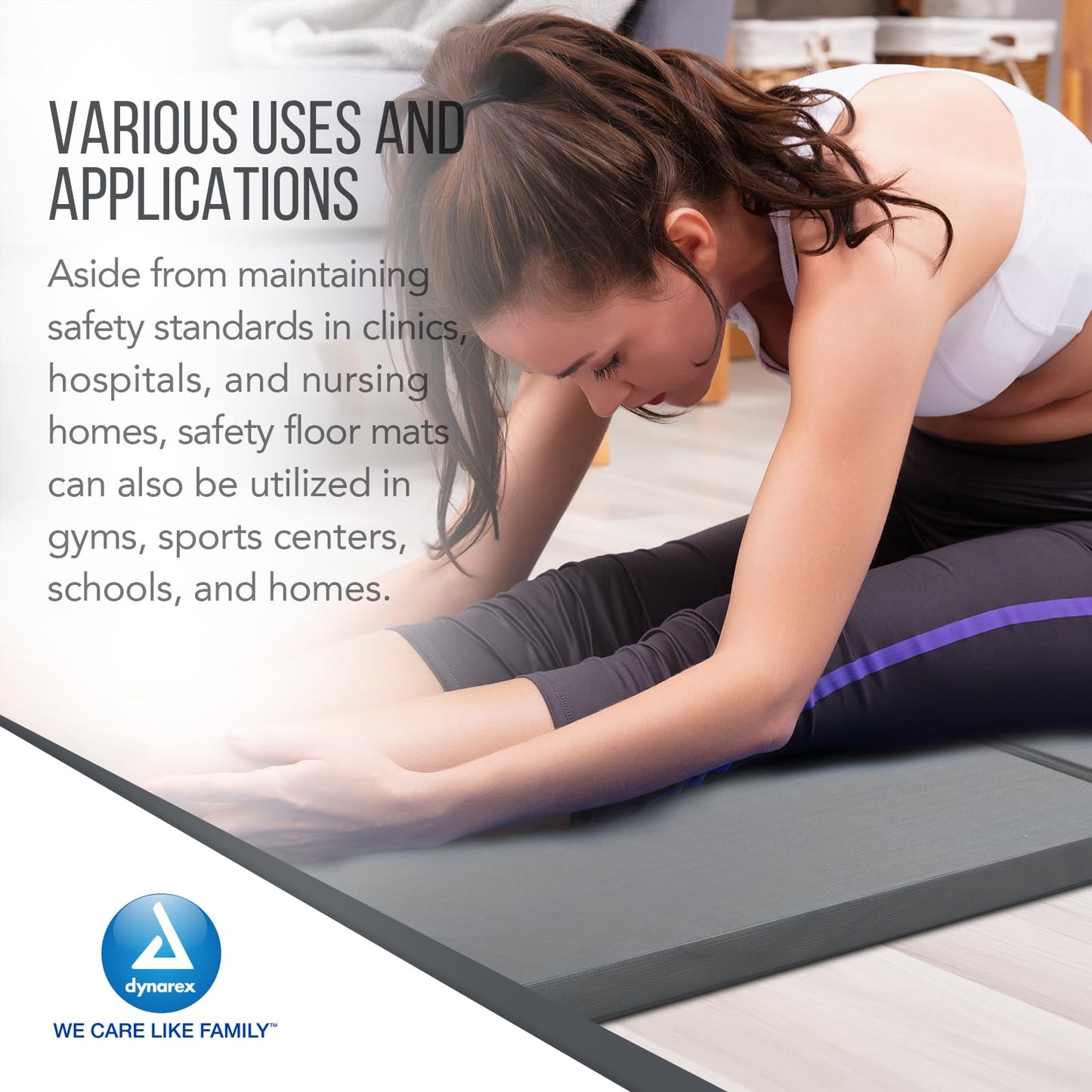 Dynarex Bedside Bi-Fold Foam Floor Mat - Waterproof Safety Floor Mat for Elderly & Hospital Patients - Accident & Fall Prevention Pad, Gray - 24" x 66"