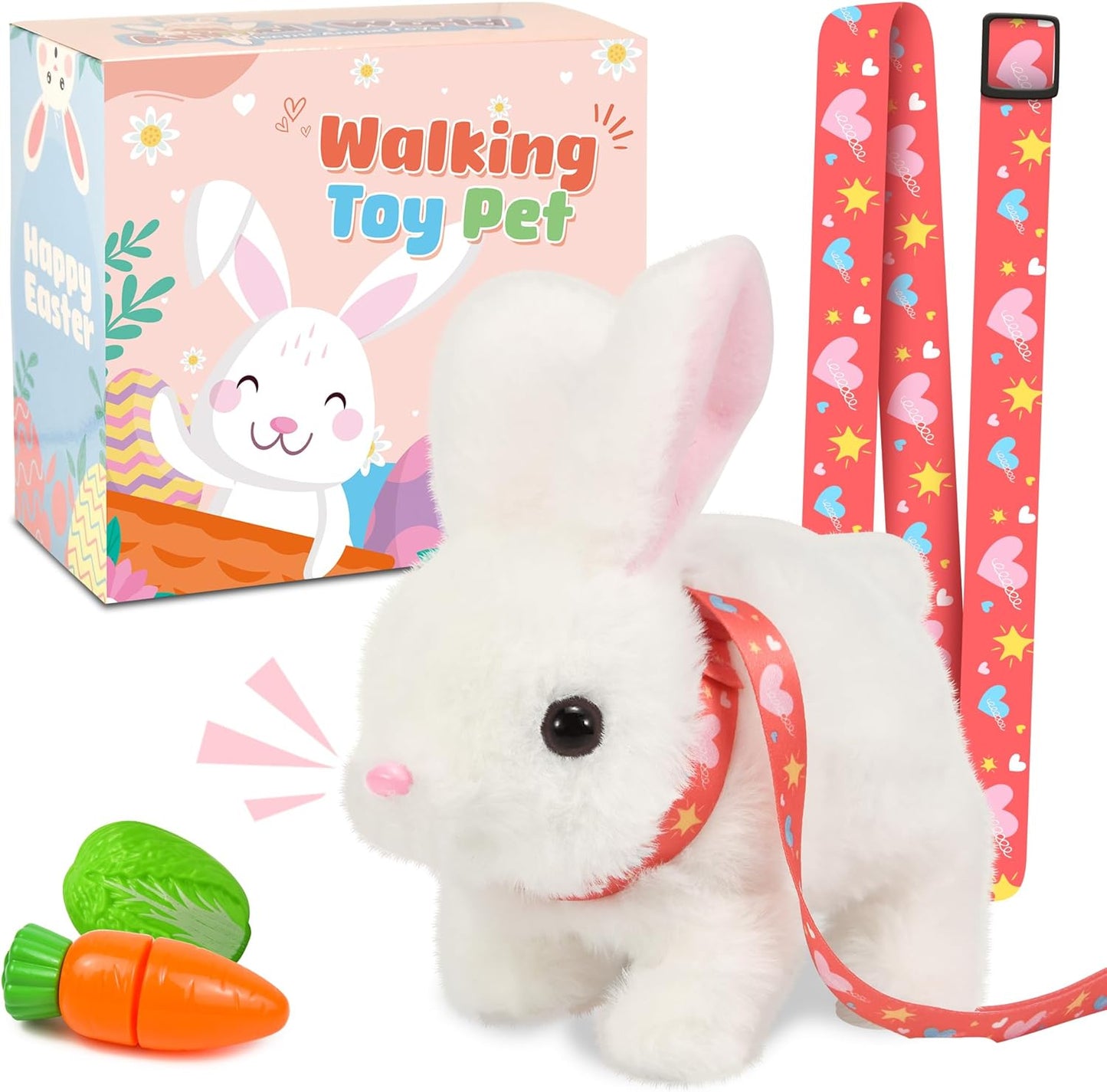 Bunby Easter Robot Bunny Pal - Interactive Plush Toy with Sounds & Hopping Action | White