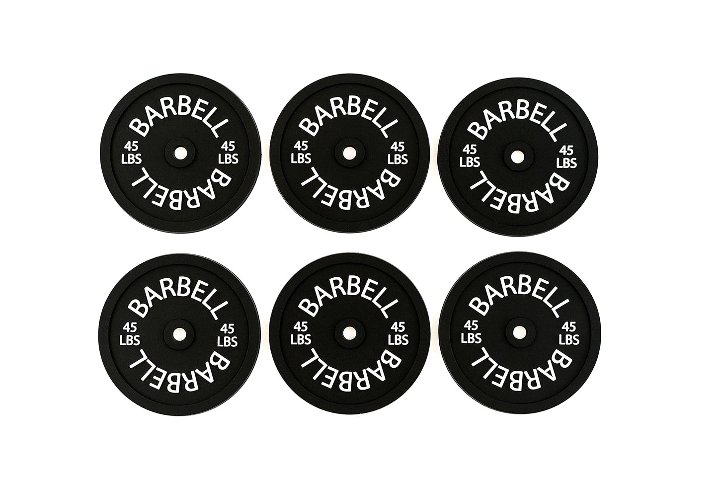 Barbell Bumper Plate Drink Coasters Set of 6, Round Black Silicone Coasters for Coffee Table, Absorbent Coaster for Drinks, Fitness Gym Gifts for Men & Women, Weightlifting Coaster Gym Accessories