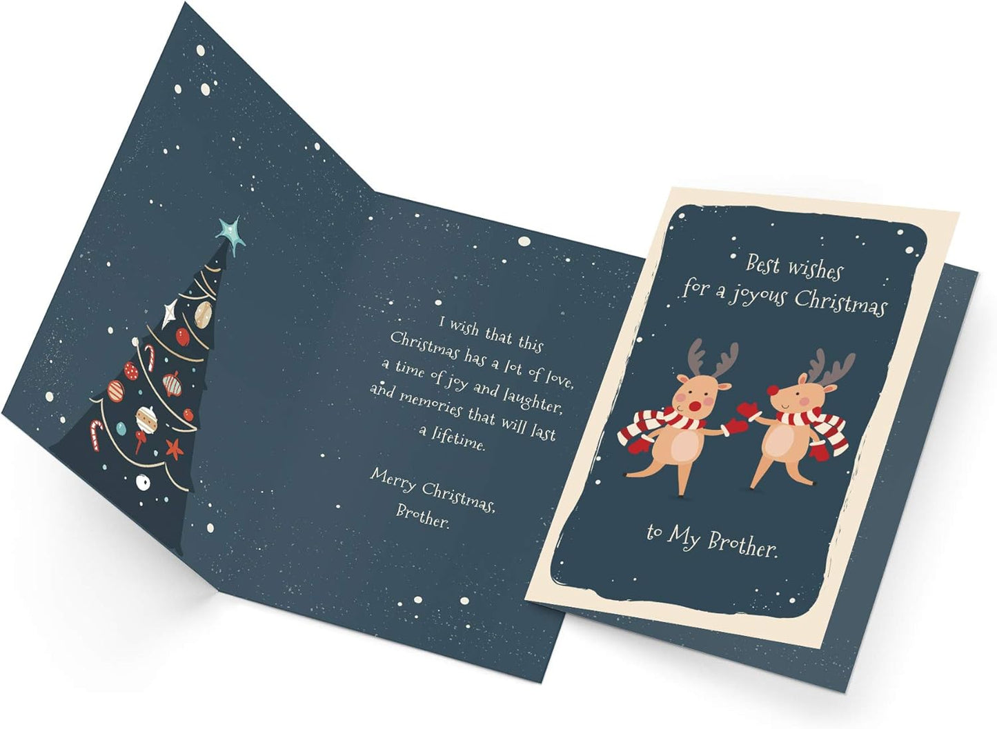 Prime Greetings Christmas Card for Brother - Eco-Friendly Thick Card Stock | 5in x 7.75in with Premium Envelope