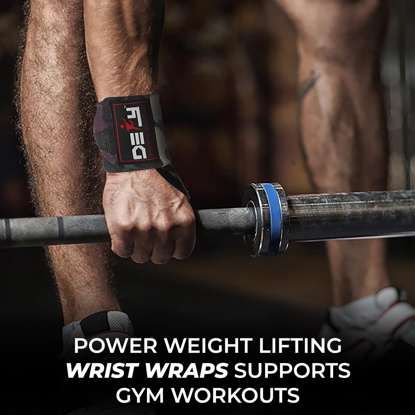 DEFY 18” Weightlifting Wrist Wraps – Professional Fitness Wrist Wraps for Men & Women with Thumb Loop - Wrist Support for Weightlifting, Strength Training, Powerlifting & Bodybuilding (Green Camo)