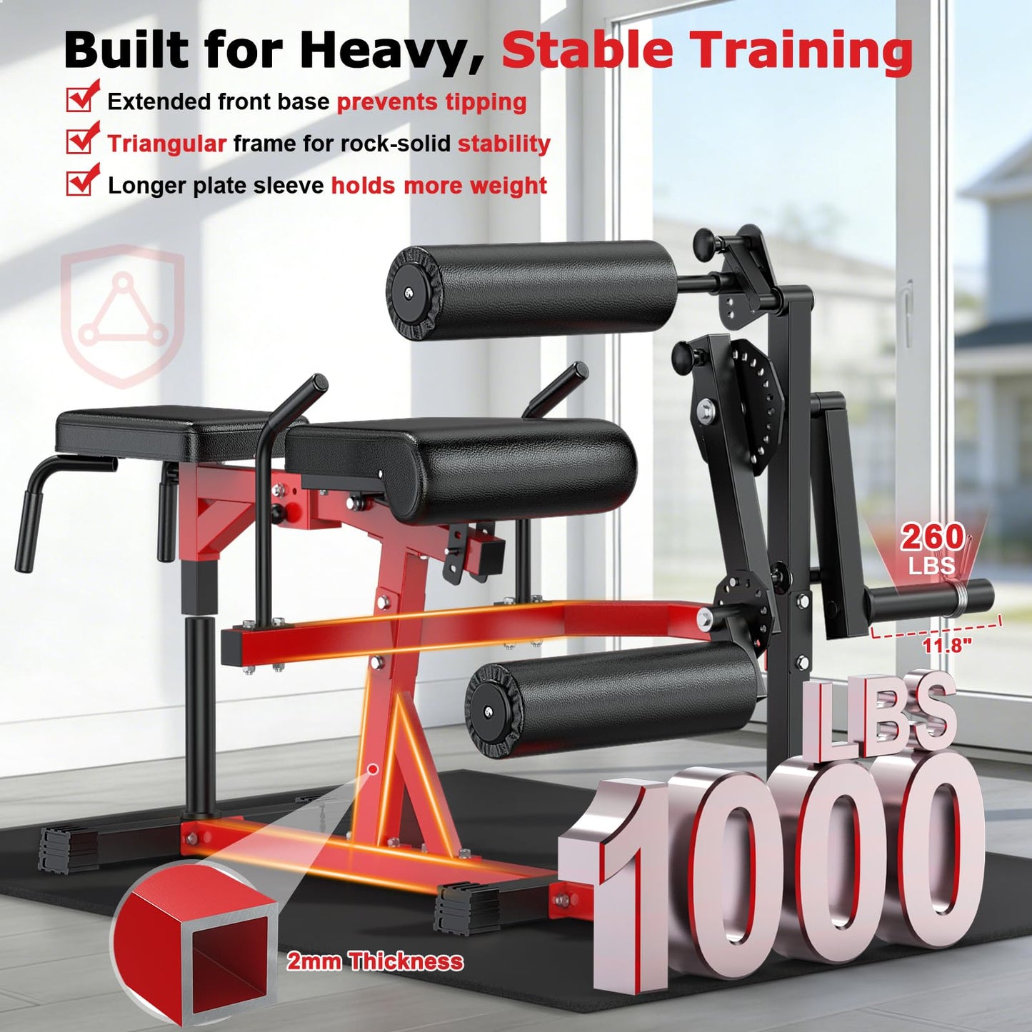 XDDIAS Leg Extension and Curl Machine, Adjustable Seated/ Lying Leg Exercise Machine for Home Gym, 1000LB Plate-Loaded Leg Workout Equipment with Thigh Hold-Down Pad, Extended Sleeve Fit 1''/2'' Plate